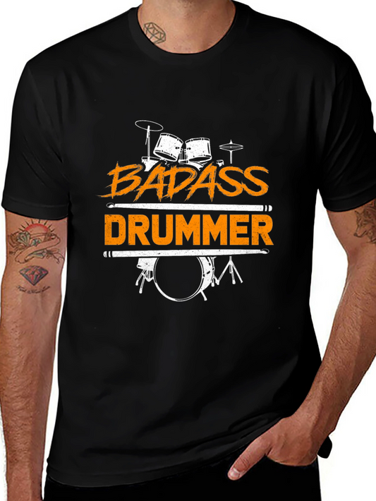 Badass Drummer Graphic Tee - Black