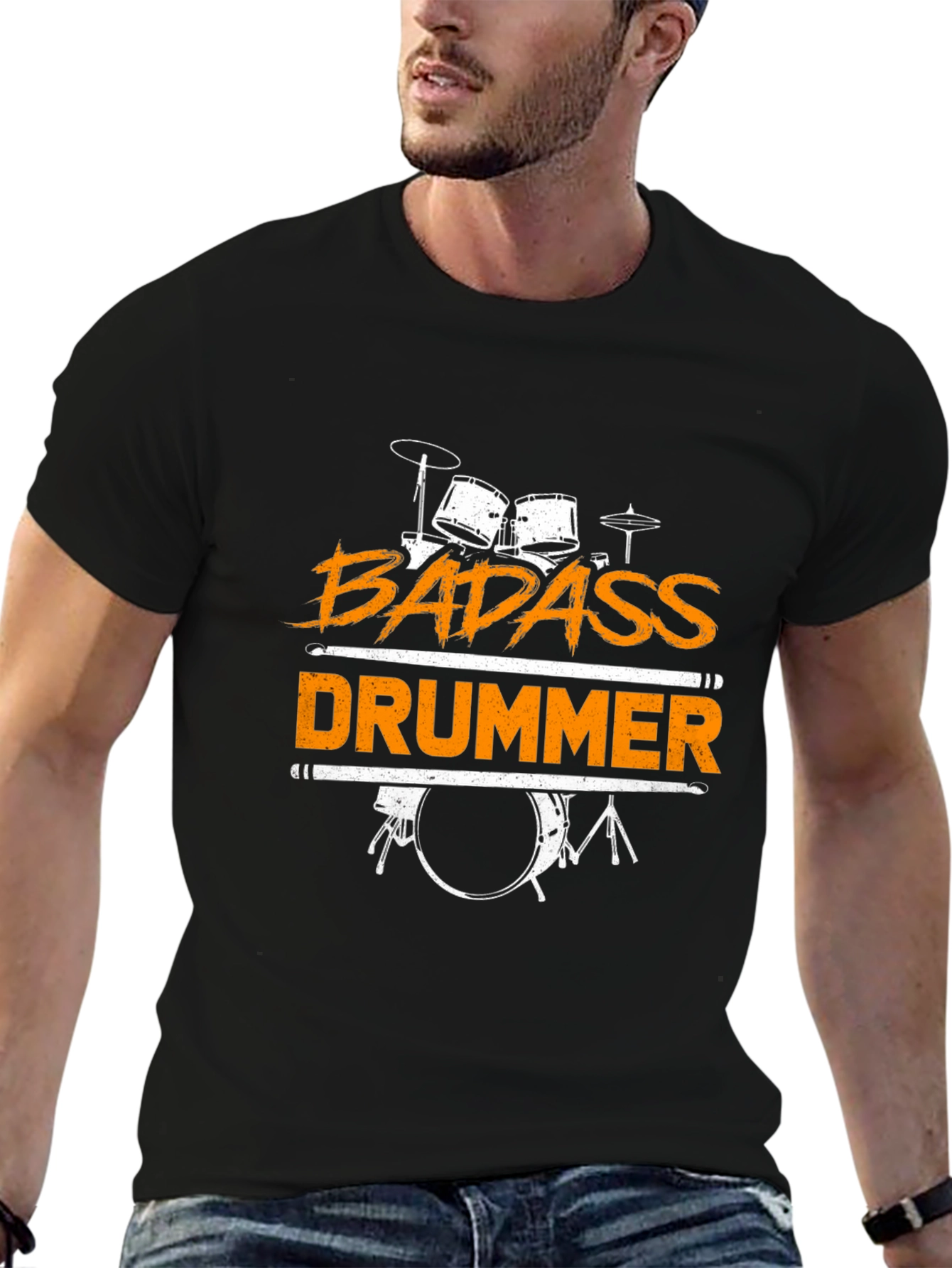 Badass Drummer Graphic Tee - Black