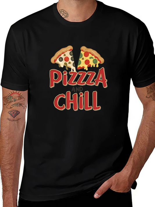 Pizza and Chill Graphic Tee - Black Unisex T-Shirt