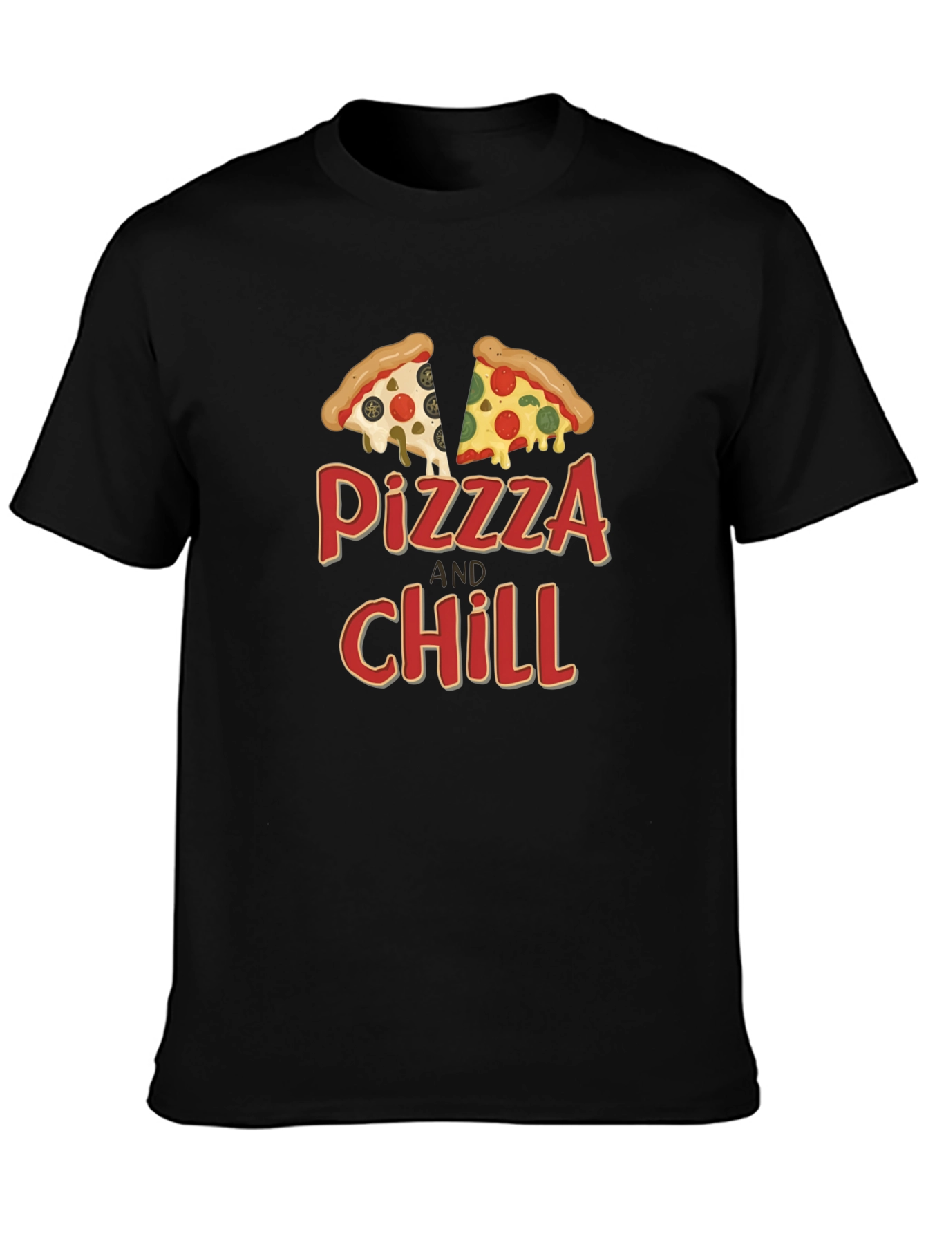 Pizza and Chill Graphic Tee - Black Unisex T-Shirt