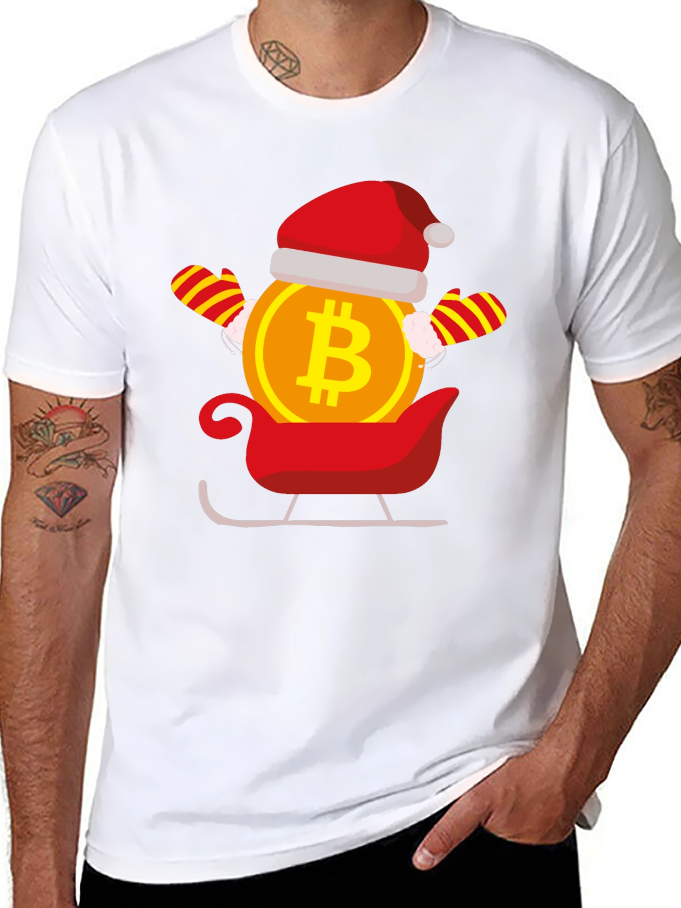 Bitcoin Santa Sleigh Black T-Shirt