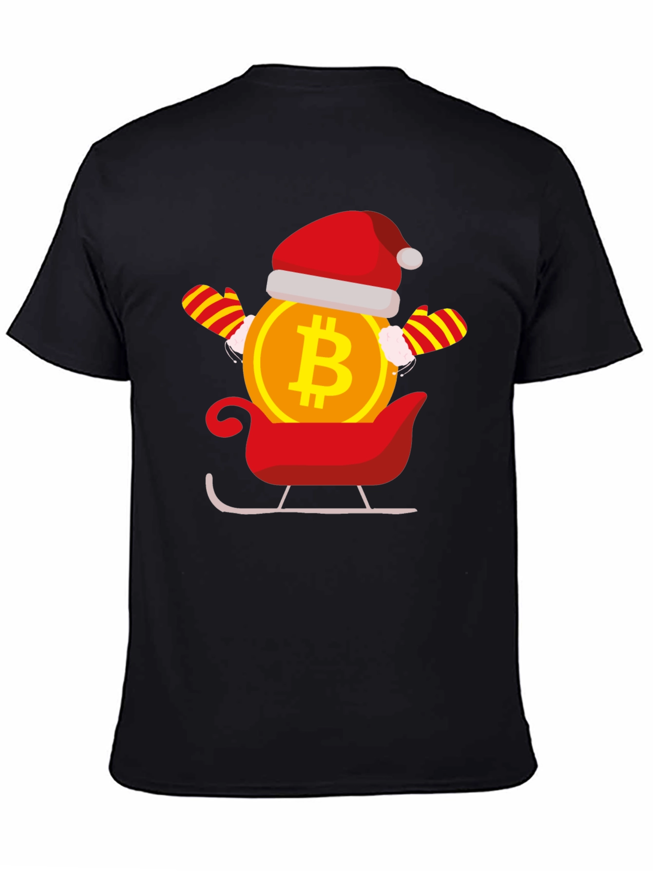 Bitcoin Santa Sleigh Black T-Shirt