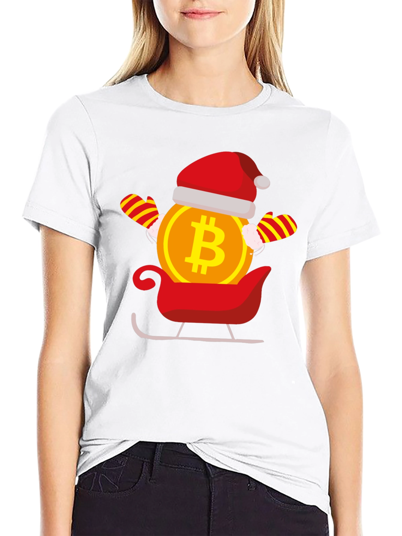 Bitcoin Santa Sleigh Black T-Shirt