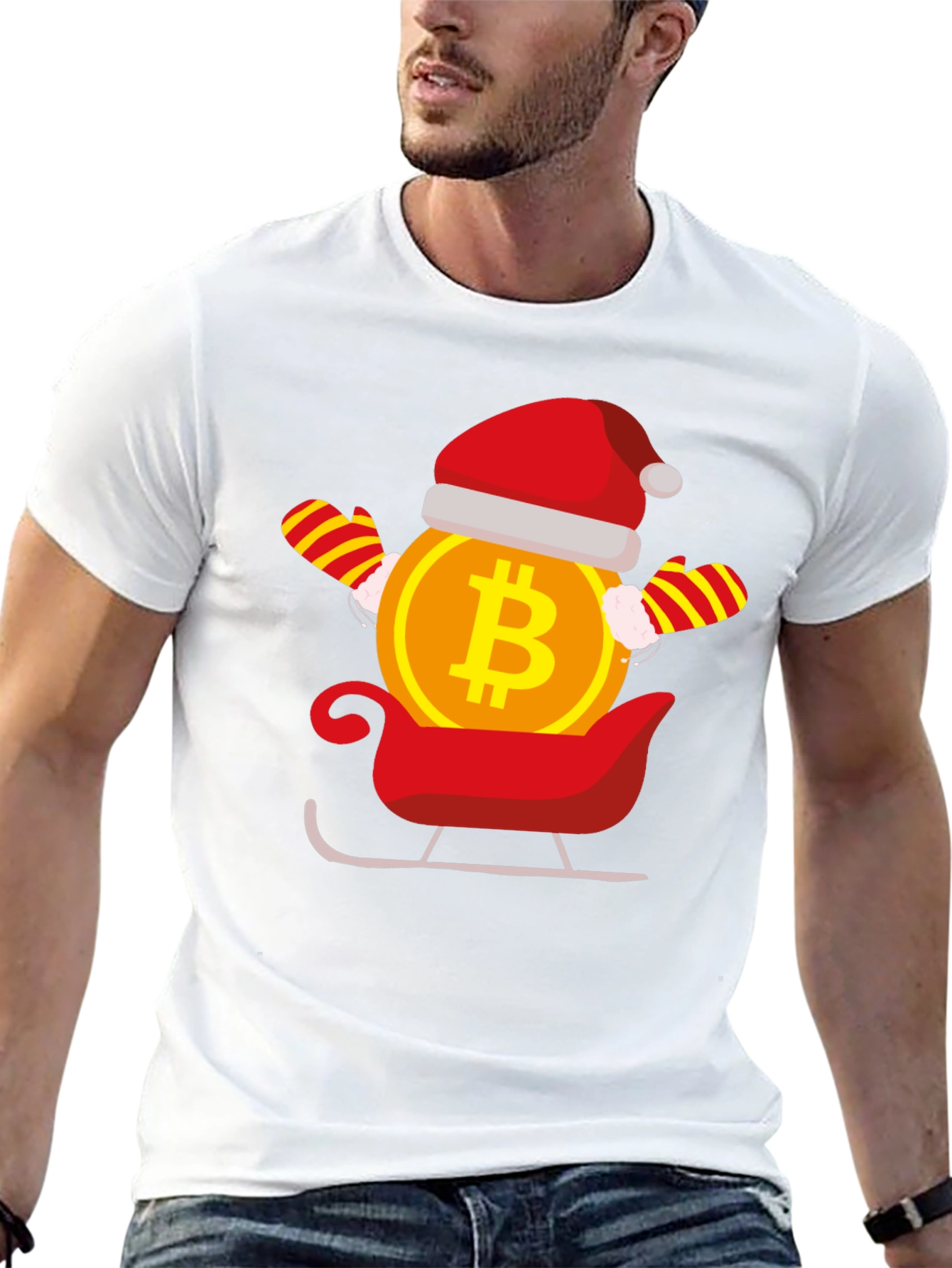Bitcoin Santa Sleigh Black T-Shirt
