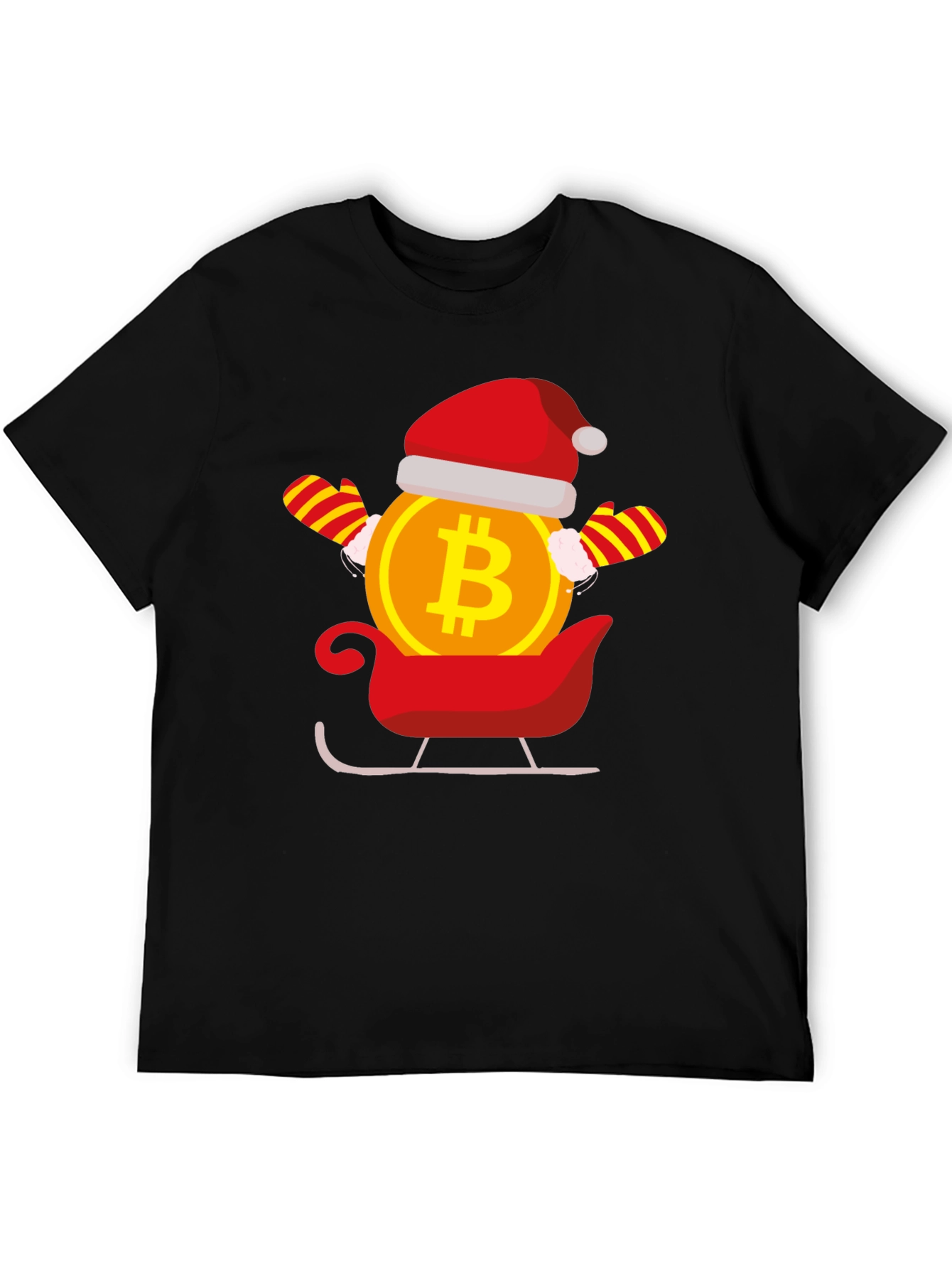 Bitcoin Santa Sleigh Black T-Shirt