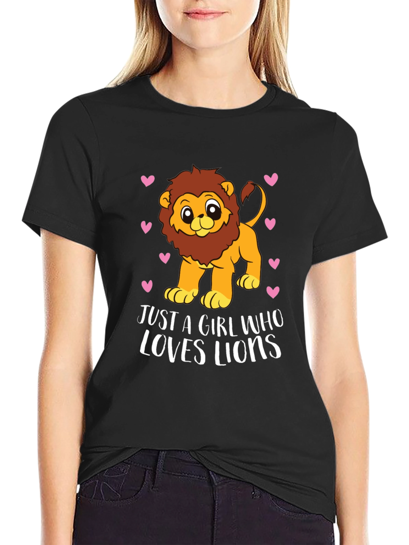 Girl Loves Lions Tee - Cute Cartoon Lion Design