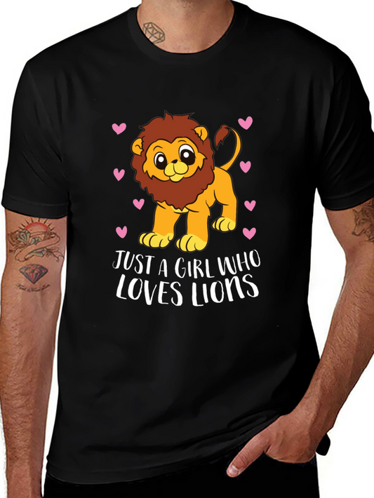 Girl Loves Lions Tee - Cute Cartoon Lion Design