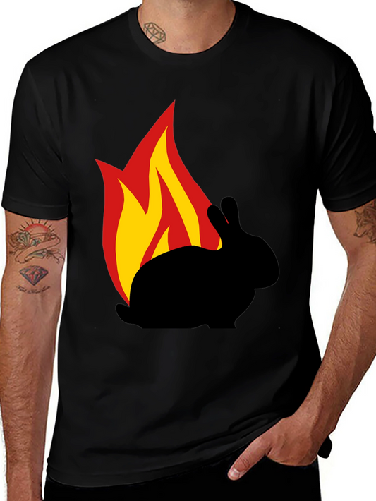 Burning Rabbit Graphic Tee - Black Cotton T-Shirt