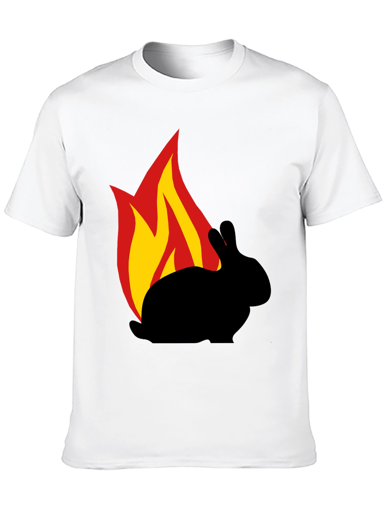 Burning Rabbit Graphic Tee - Black Cotton T-Shirt
