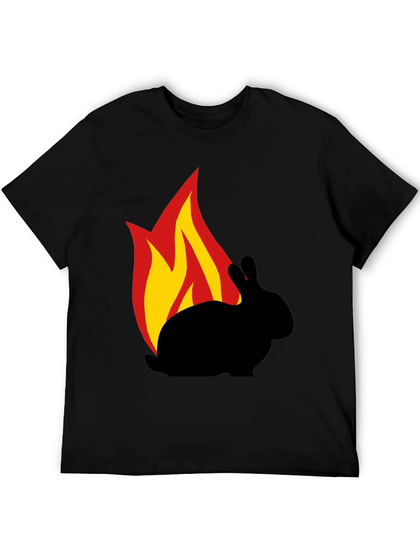 Burning Rabbit Graphic Tee - Black Cotton T-Shirt