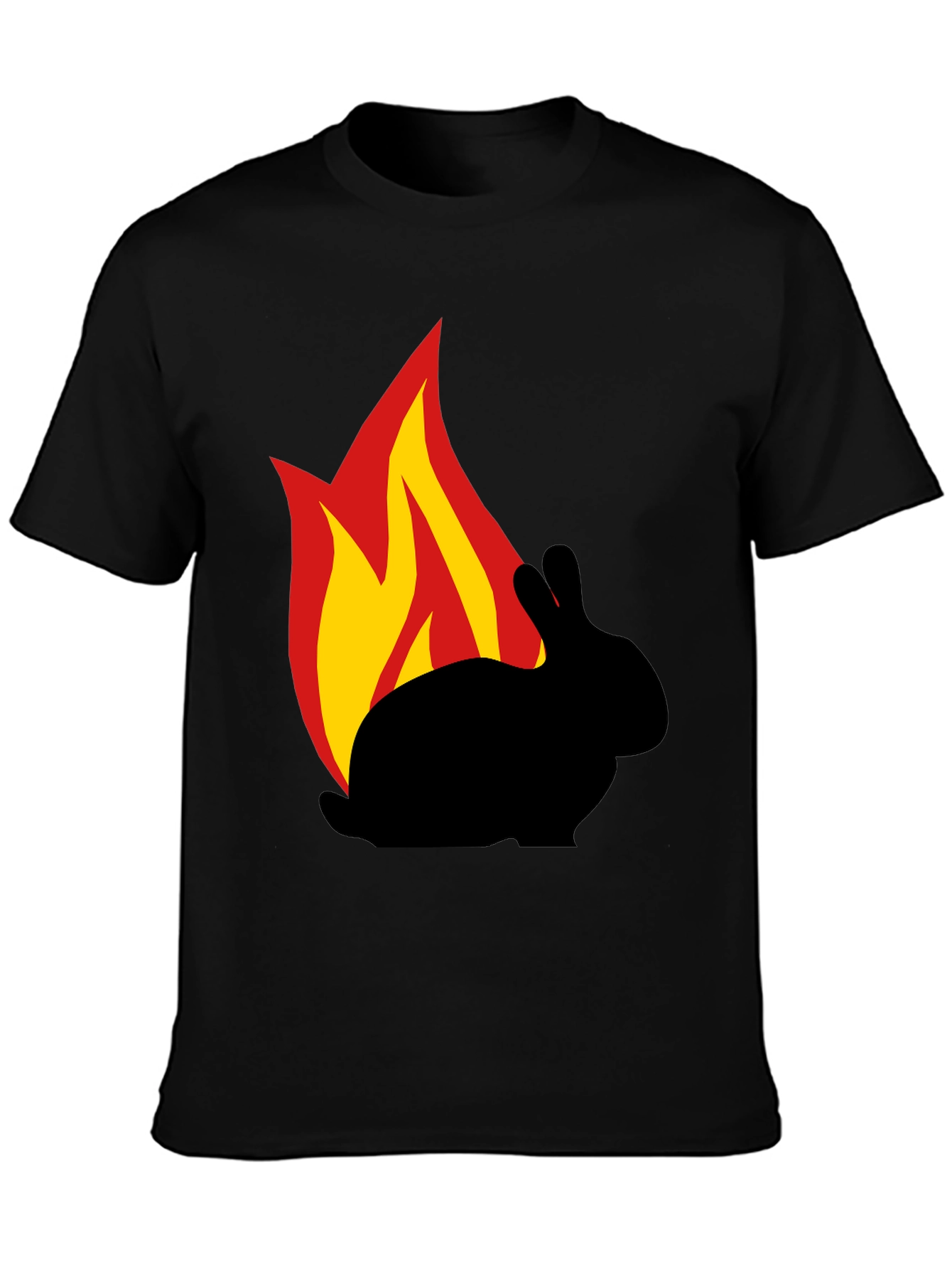 Burning Rabbit Graphic Tee - Black Cotton T-Shirt