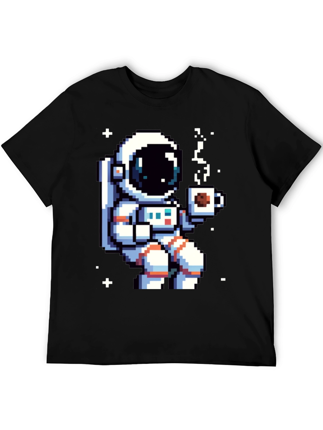 Pixel Astronaut Coffee T-Shirt - Space Lover Tee