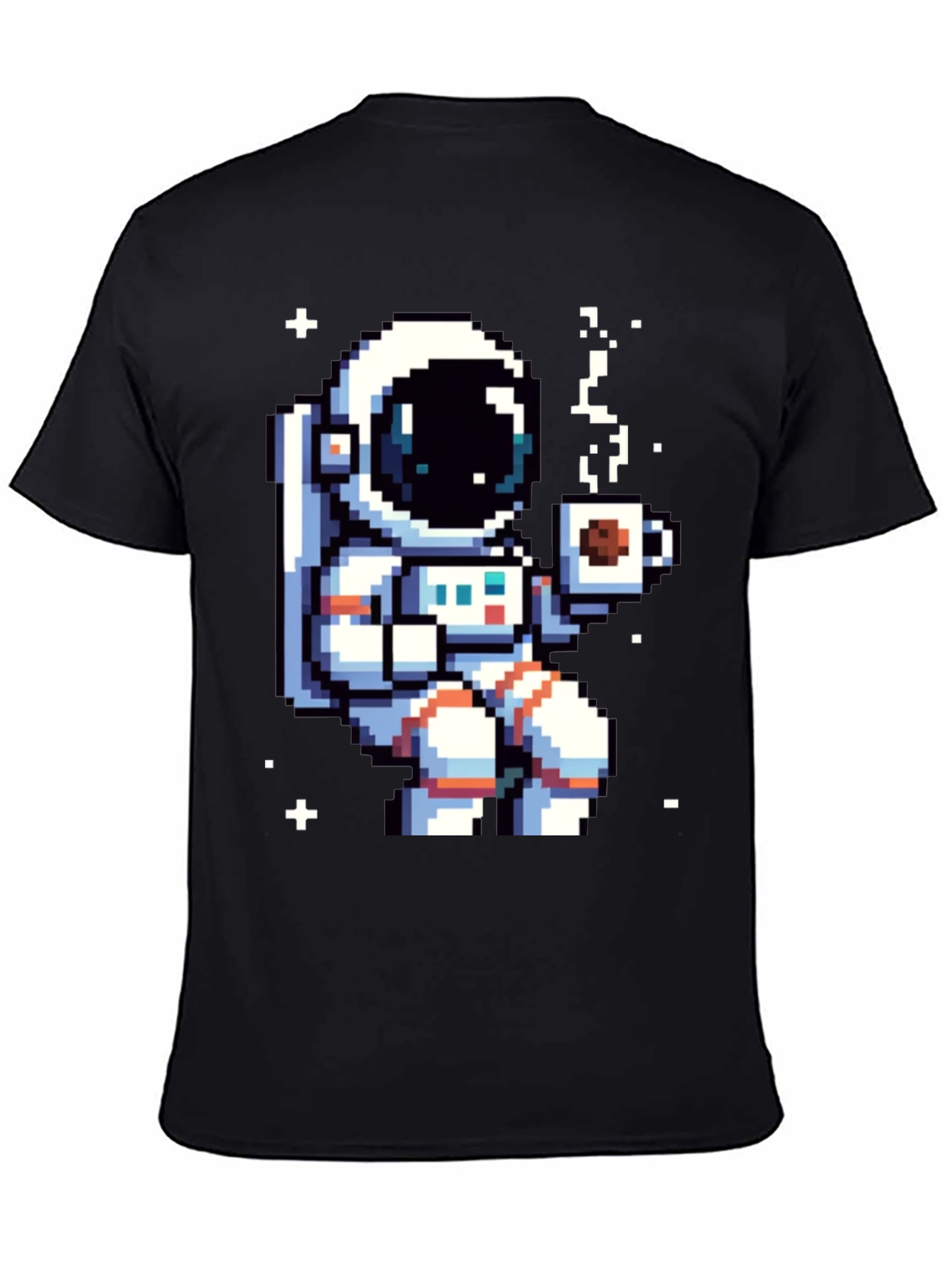 Pixel Astronaut Coffee T-Shirt - Space Lover Tee