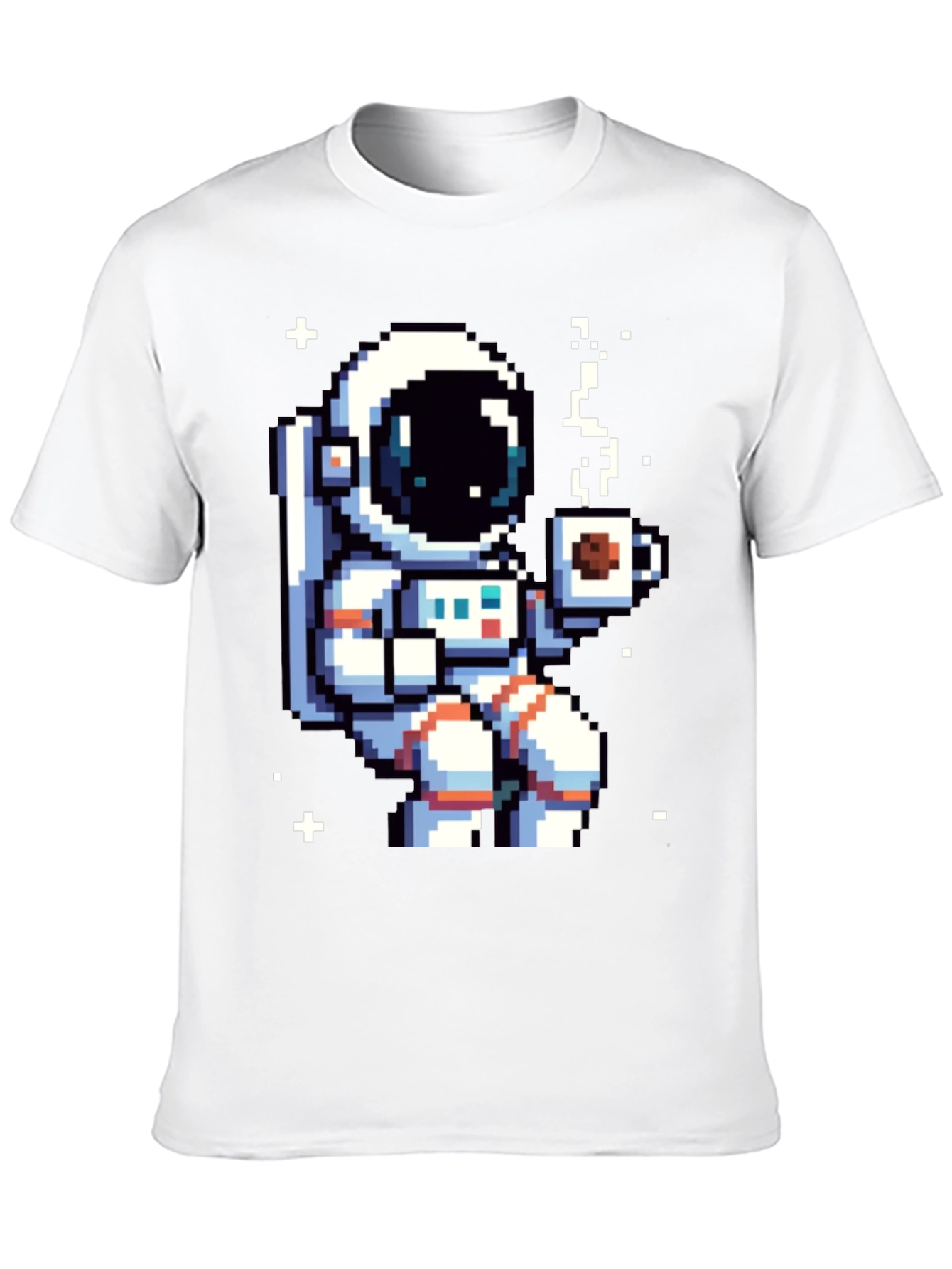 Pixel Astronaut Coffee T-Shirt - Space Lover Tee