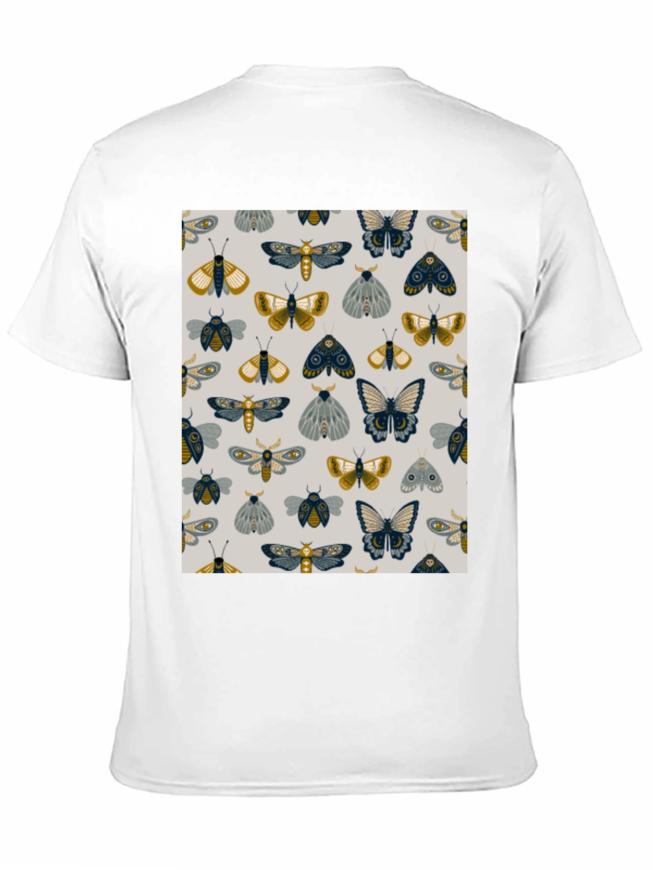 Moth & Butterfly Print Black Tee