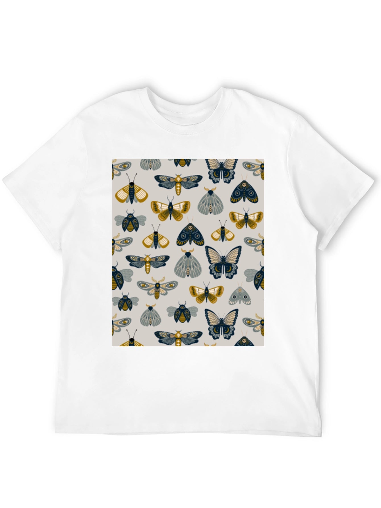 Moth & Butterfly Print Black Tee