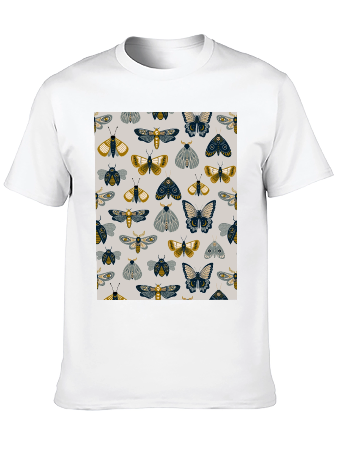 Moth & Butterfly Print Black Tee