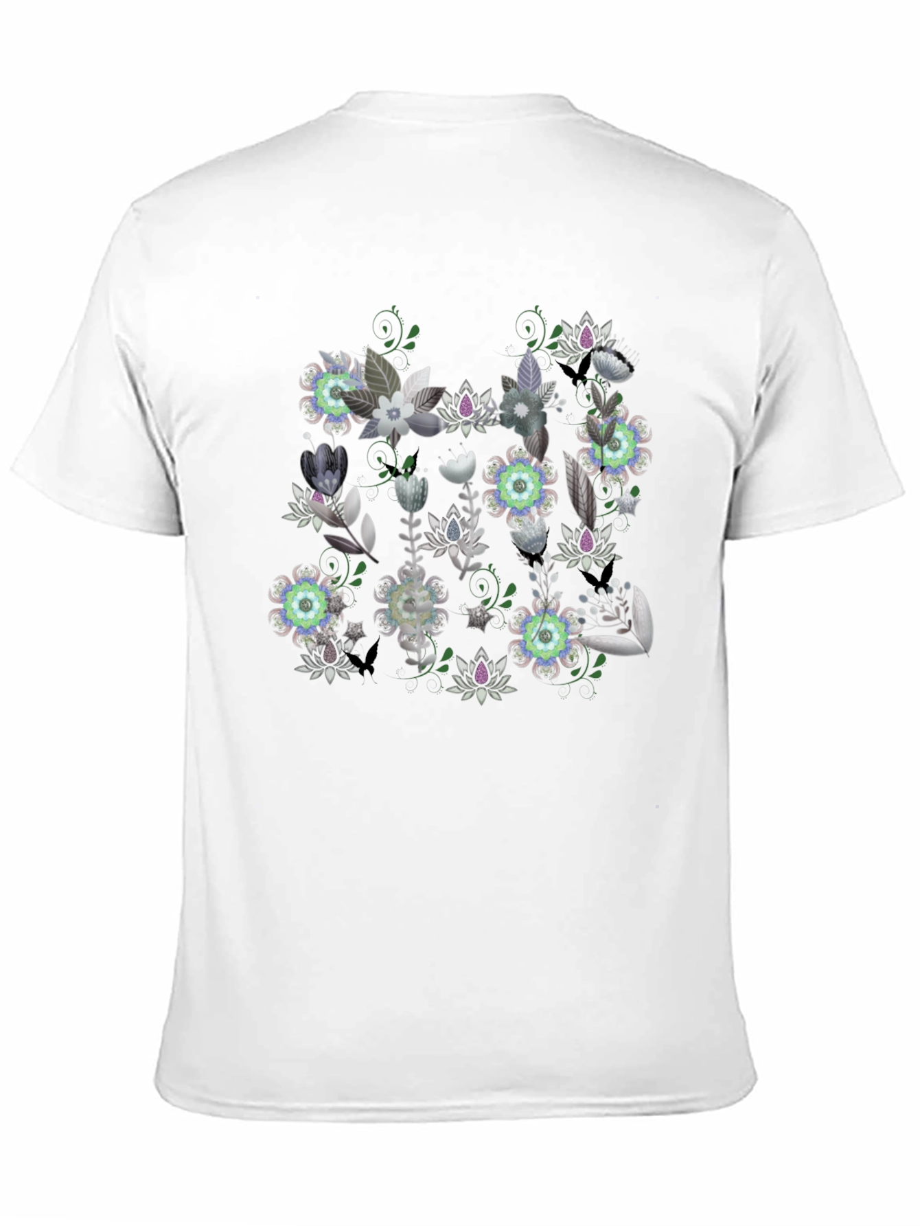 Floral Graphic Black T-Shirt - Stylish Mens Tee