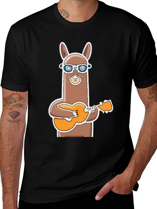 Llama Guitar Player T-Shirt Funny Graphic Tee