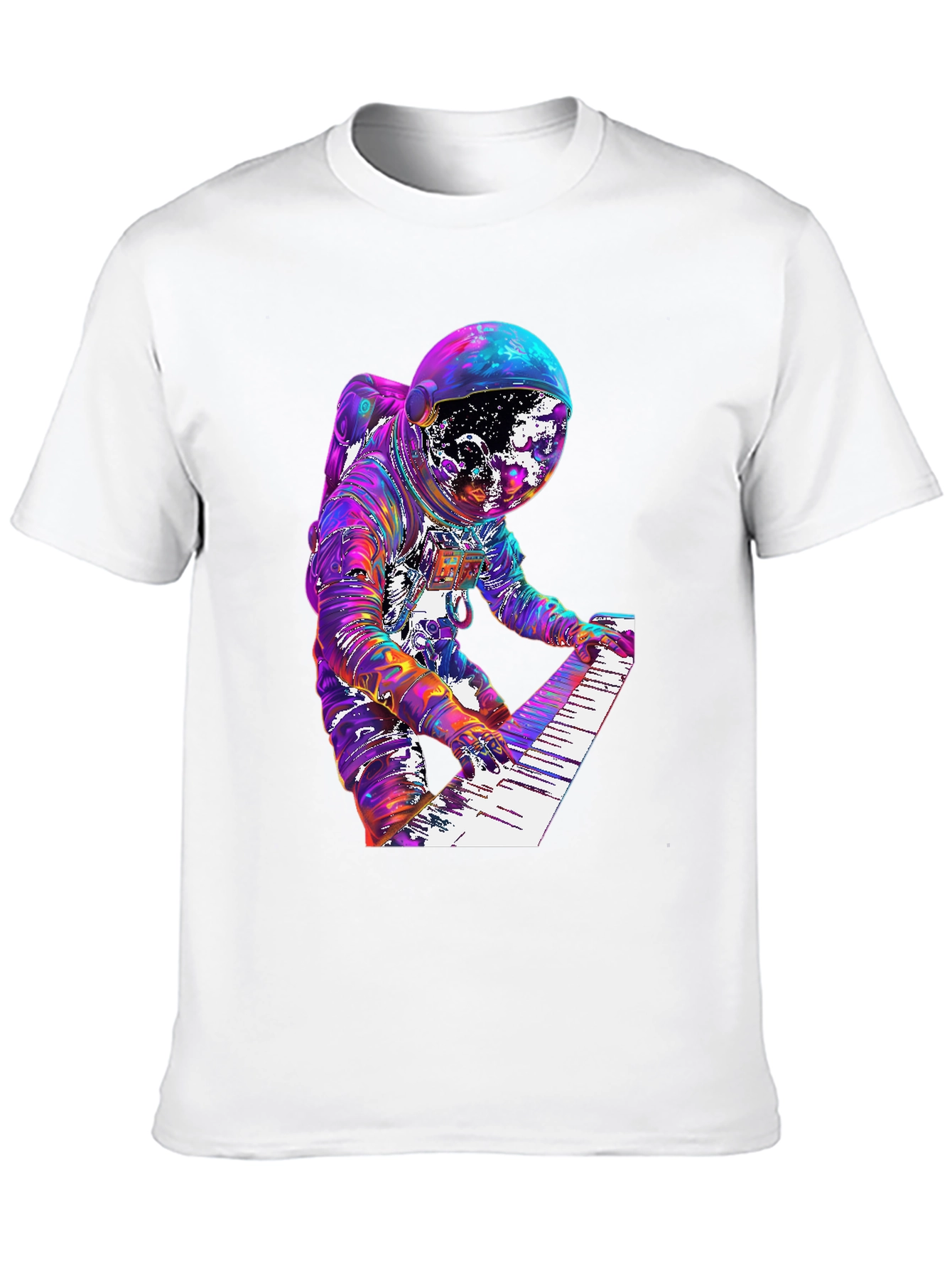 Astronaut Musician Graphic Tee - Space Keyboardist T-Shirt