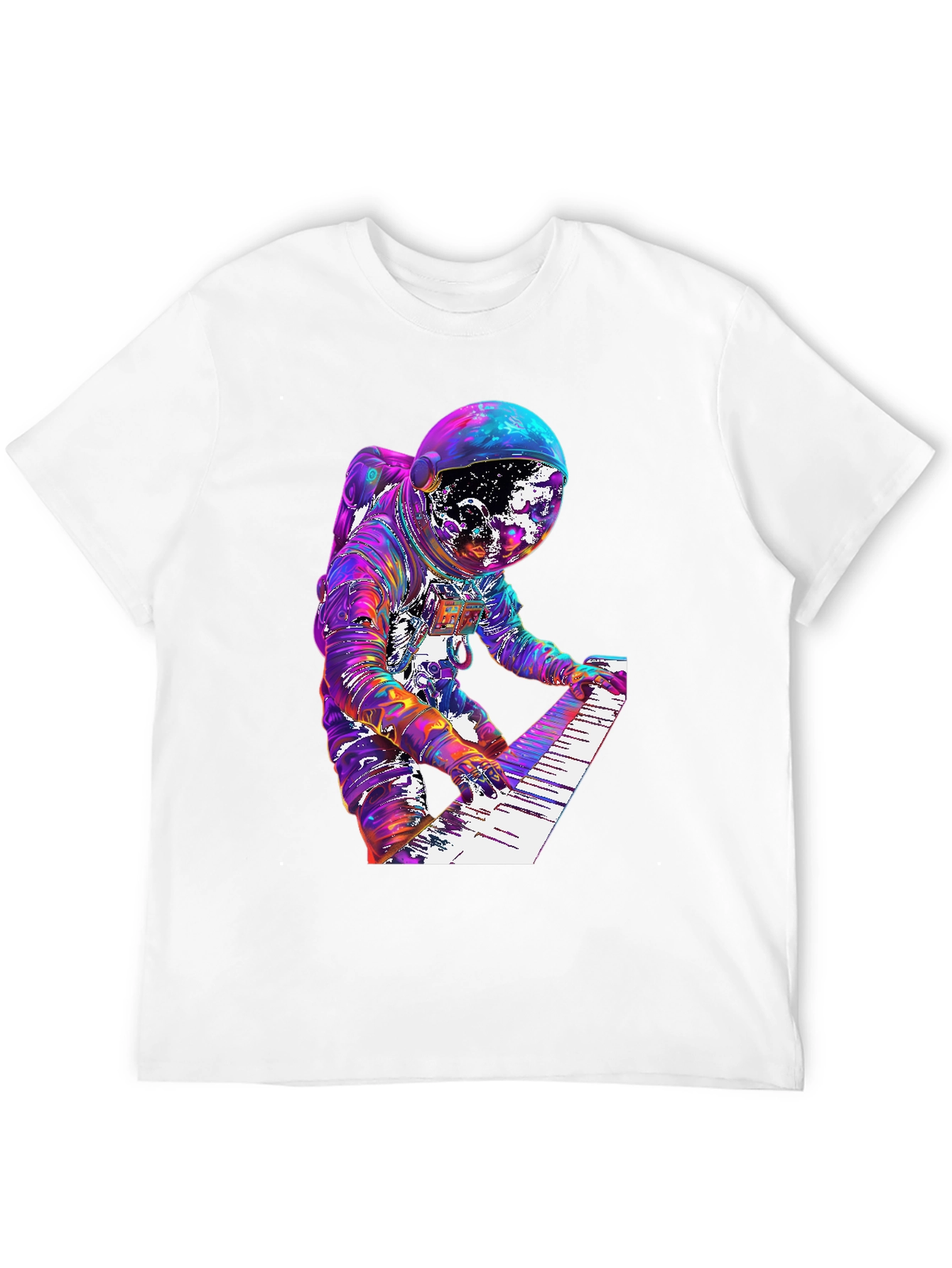 Astronaut Musician Graphic Tee - Space Keyboardist T-Shirt