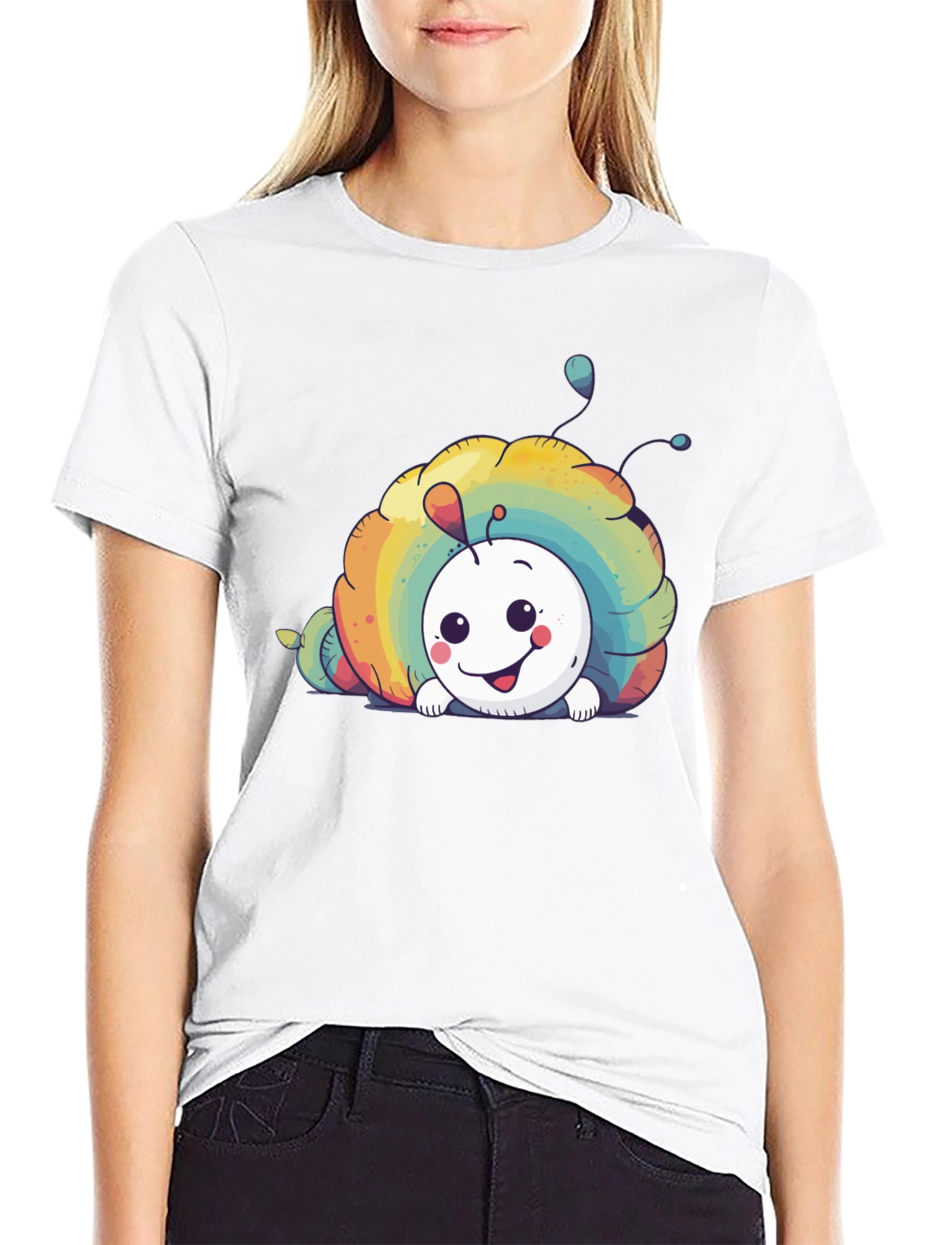 Rainbow Snail Graphic Tee - Unisex Black T-Shirt