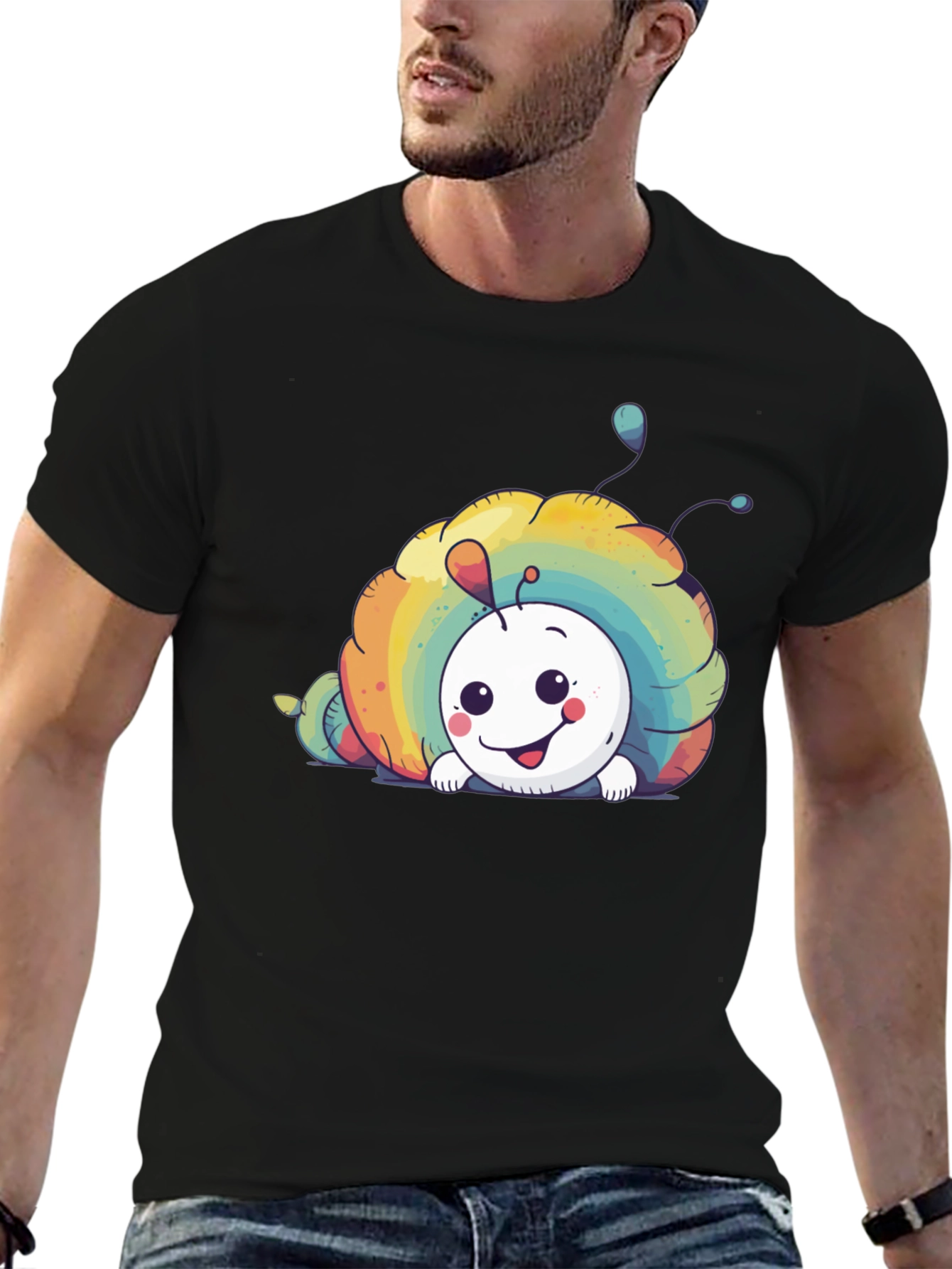 Rainbow Snail Graphic Tee - Unisex Black T-Shirt