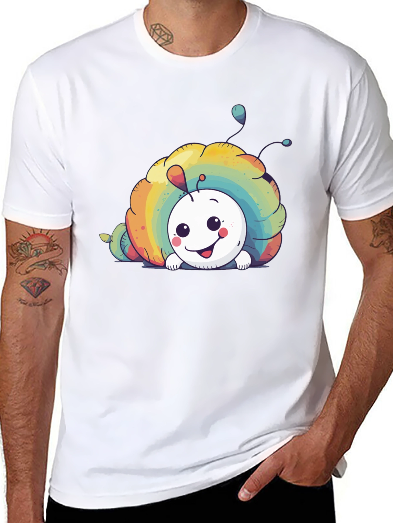 Rainbow Snail Graphic Tee - Unisex Black T-Shirt