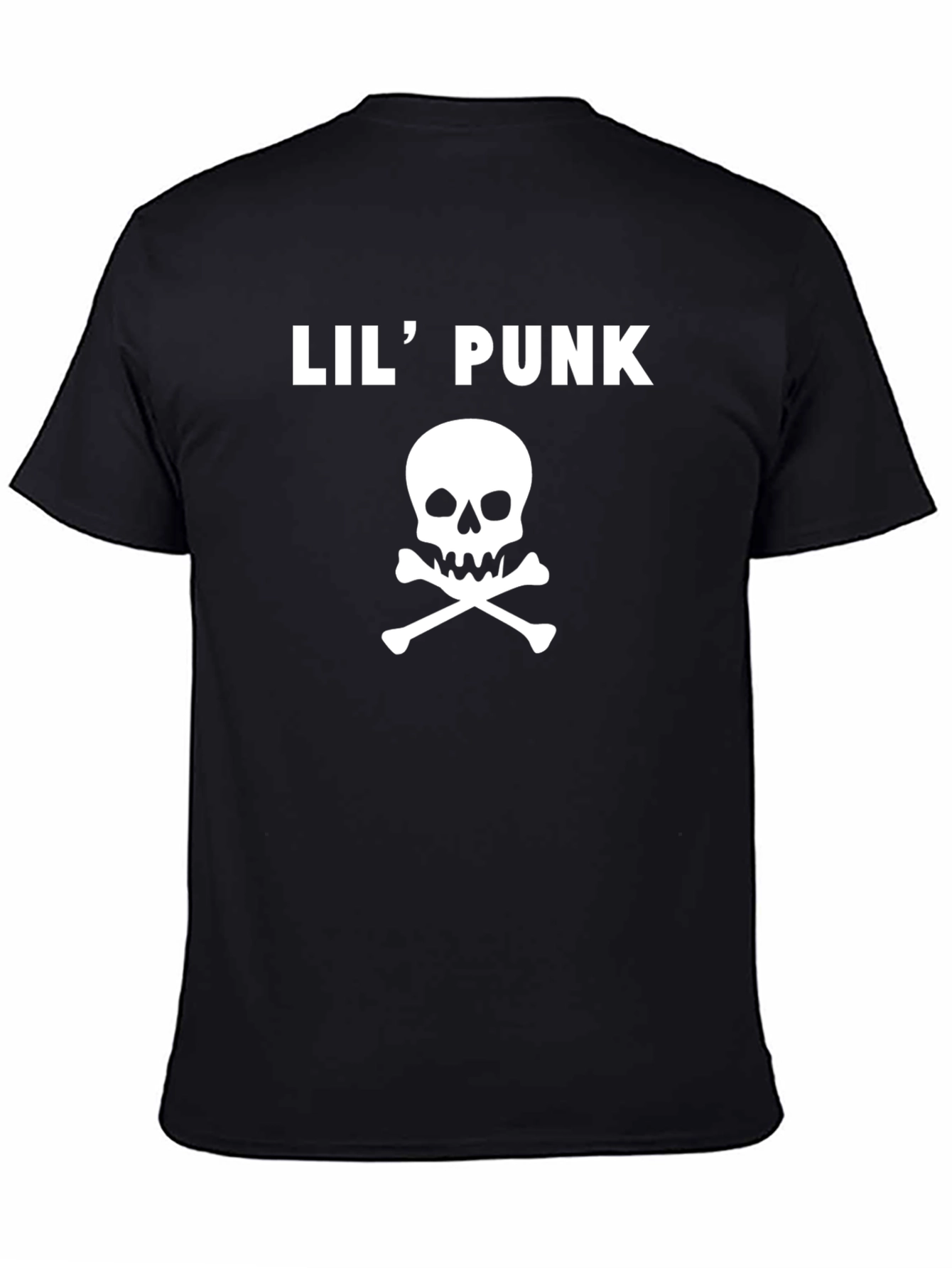 Lil Punk Skull Graphic Tee - Black Cotton T-Shirt