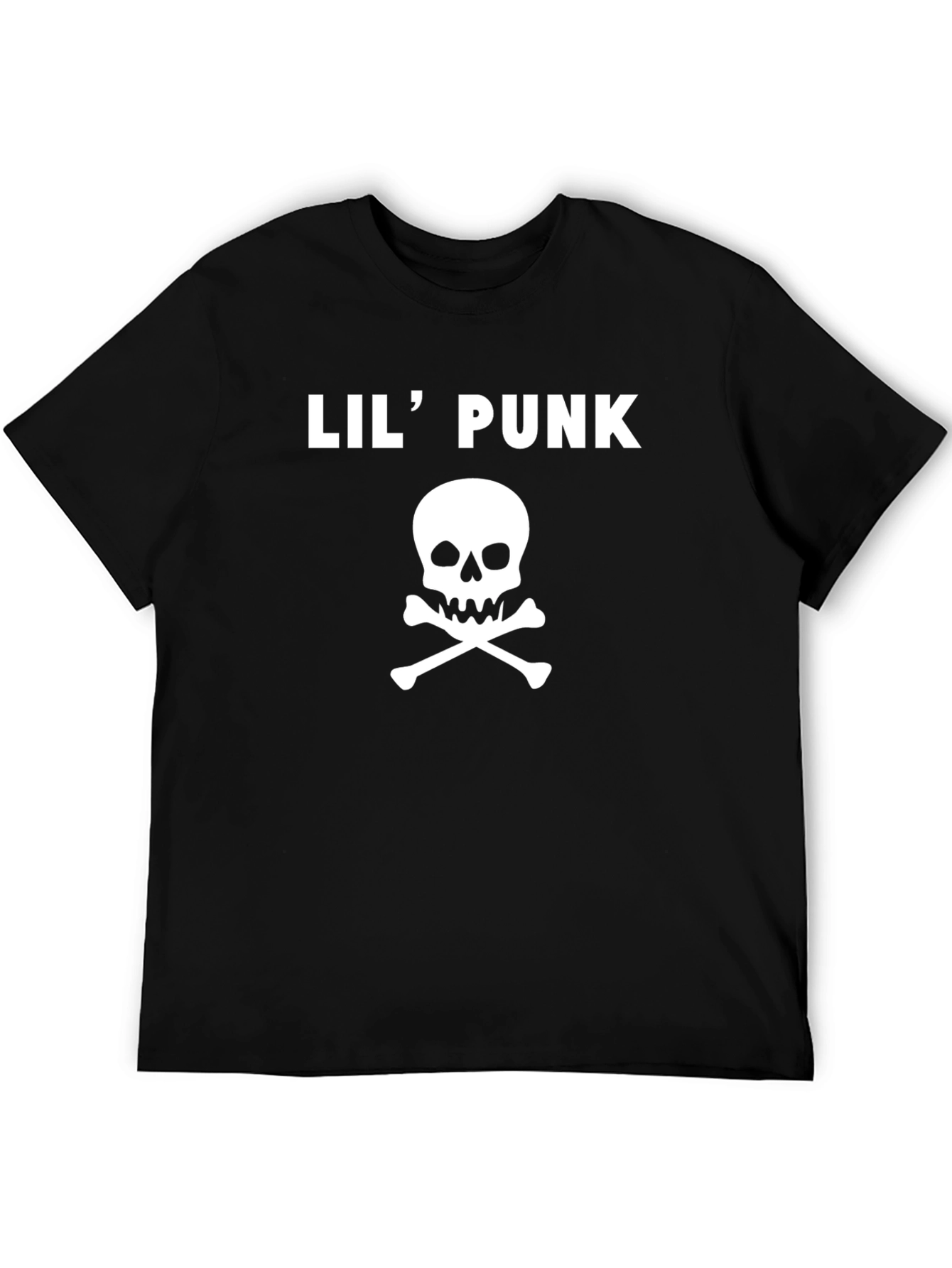 Lil Punk Skull Graphic Tee - Black Cotton T-Shirt