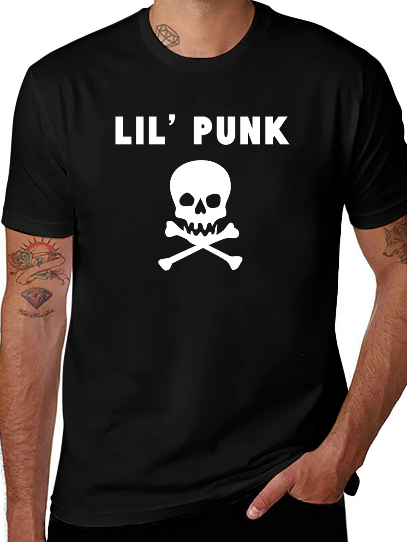 Lil Punk Skull Graphic Tee - Black Cotton T-Shirt