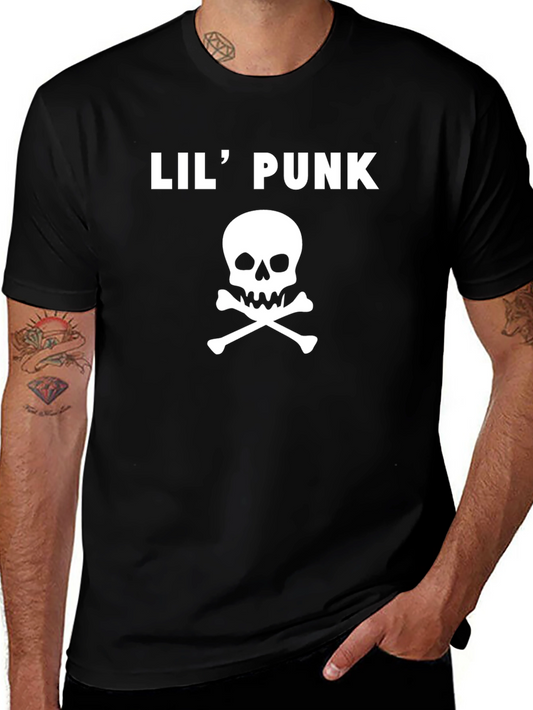 Lil Punk Skull Graphic Tee - Black Cotton T-Shirt