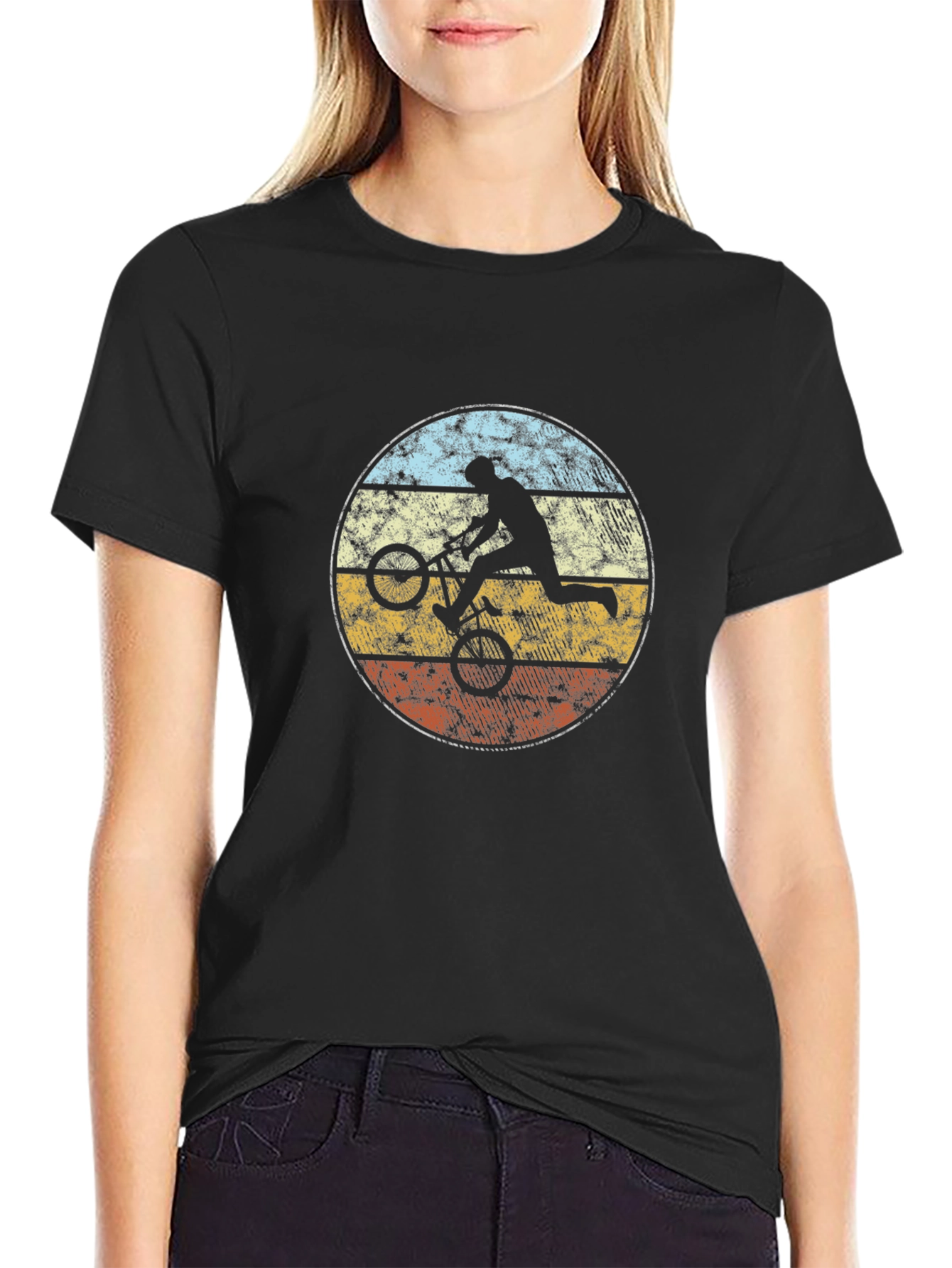 Retro BMX Rider Graphic Tee - Black