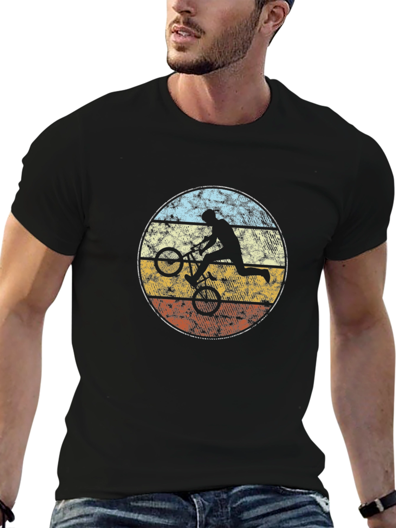 Retro BMX Rider Graphic Tee - Black