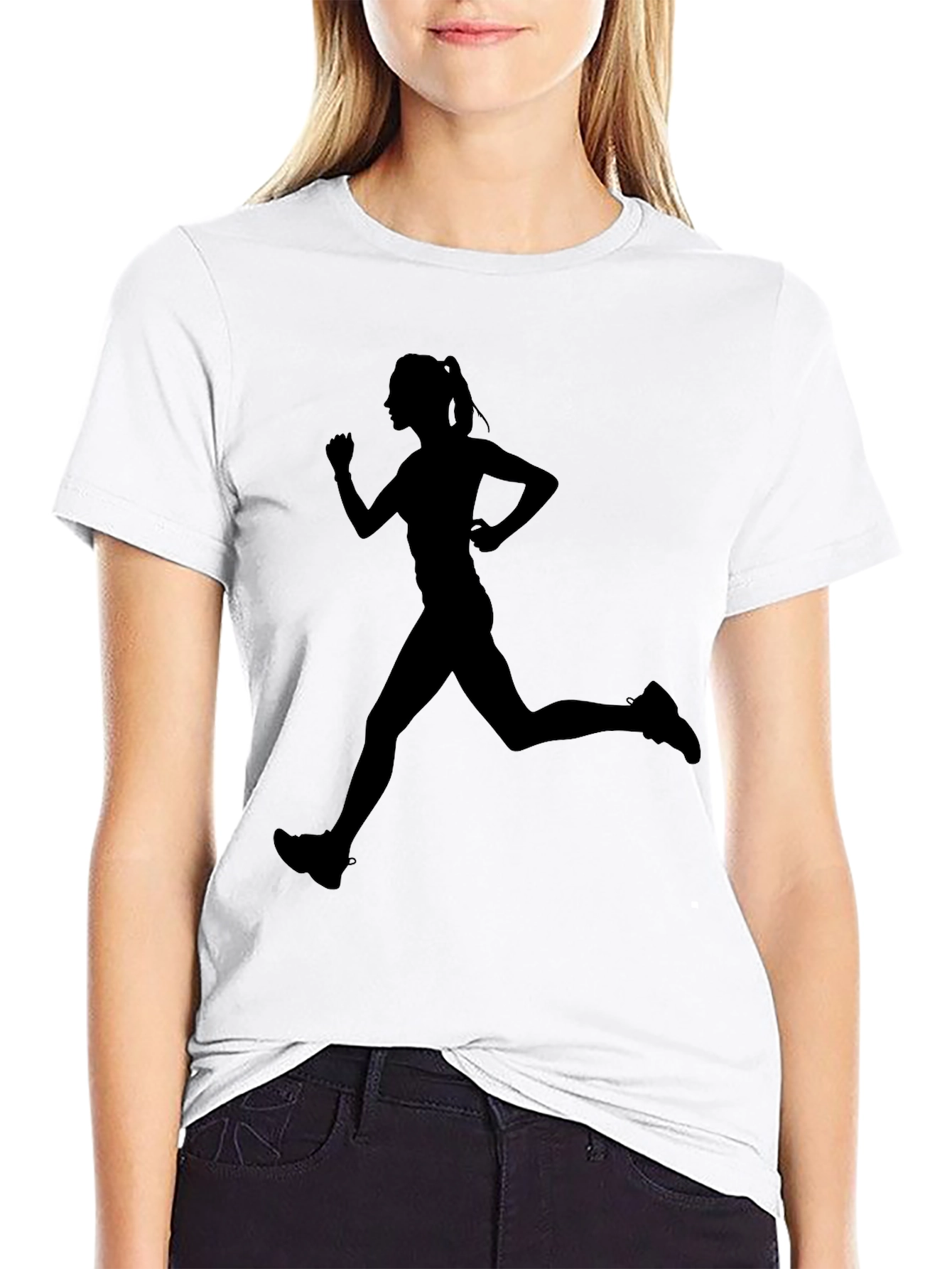 Runner Silhouette Graphic Tee - Black Cotton Blend