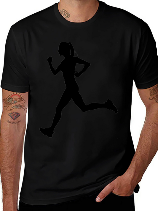 Runner Silhouette Graphic Tee - Black Cotton Blend