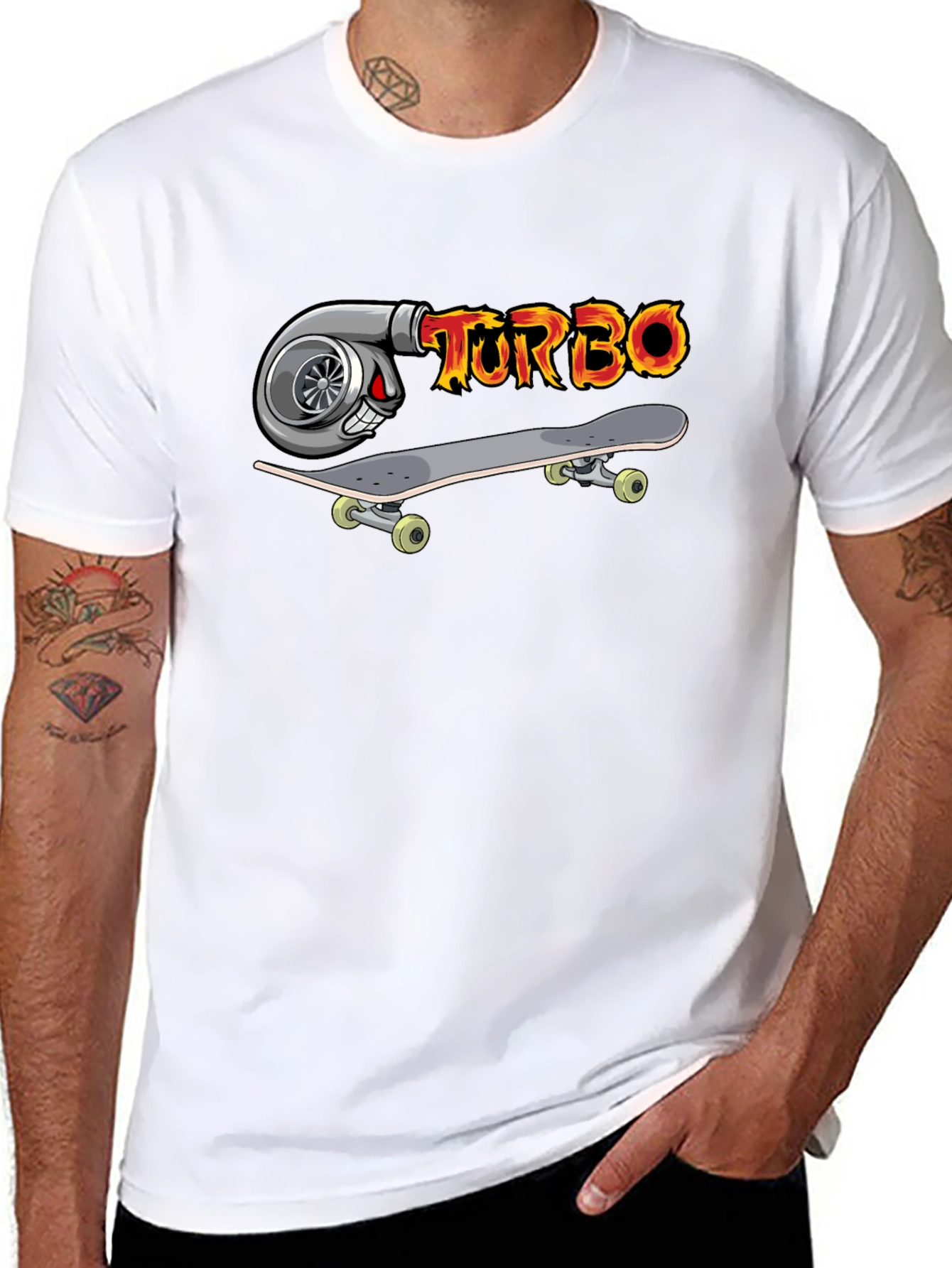 Turbo Skateboarder Black T-Shirt