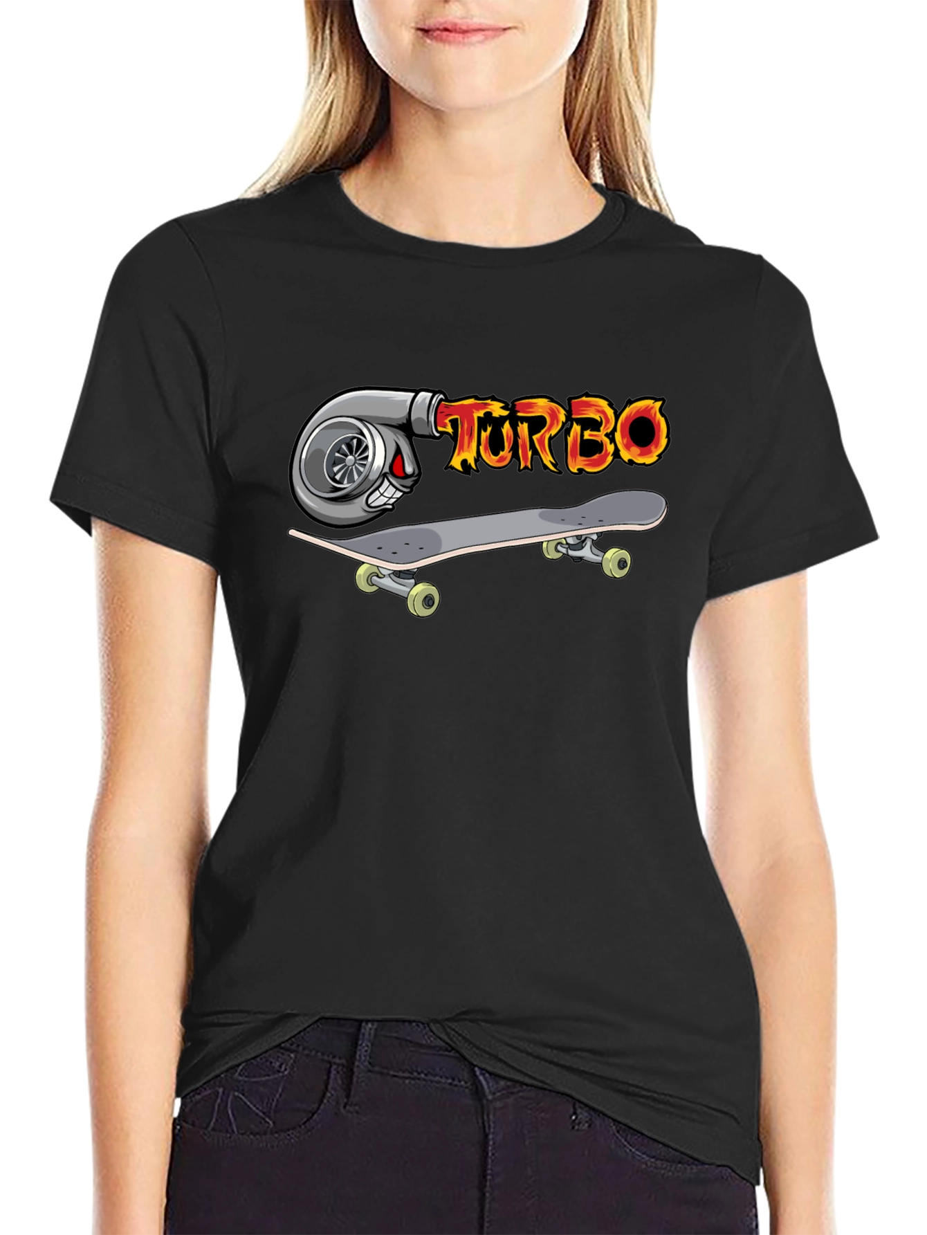 Turbo Skateboarder Black T-Shirt