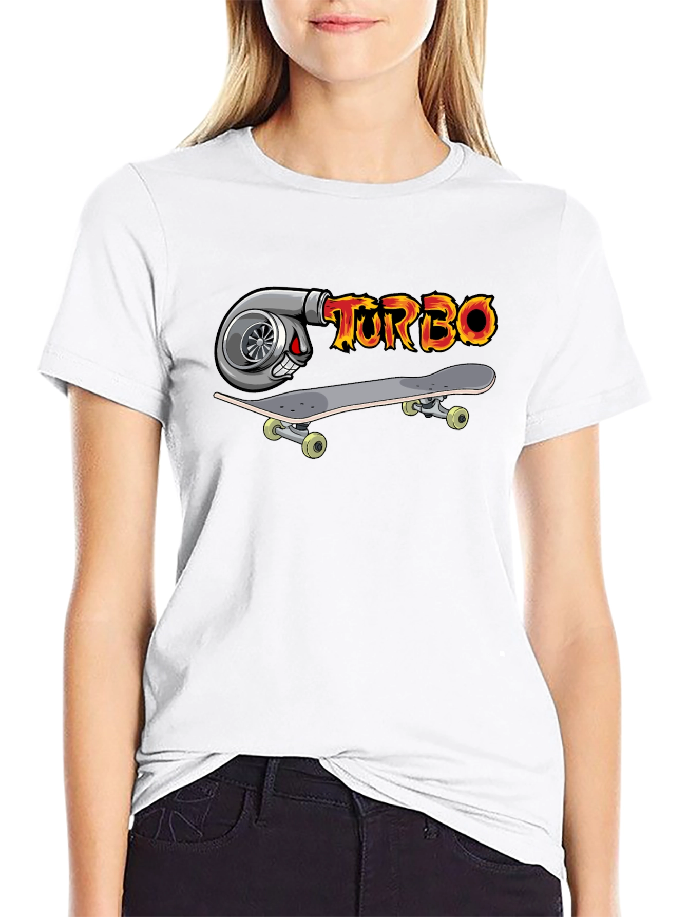 Turbo Skateboarder Black T-Shirt