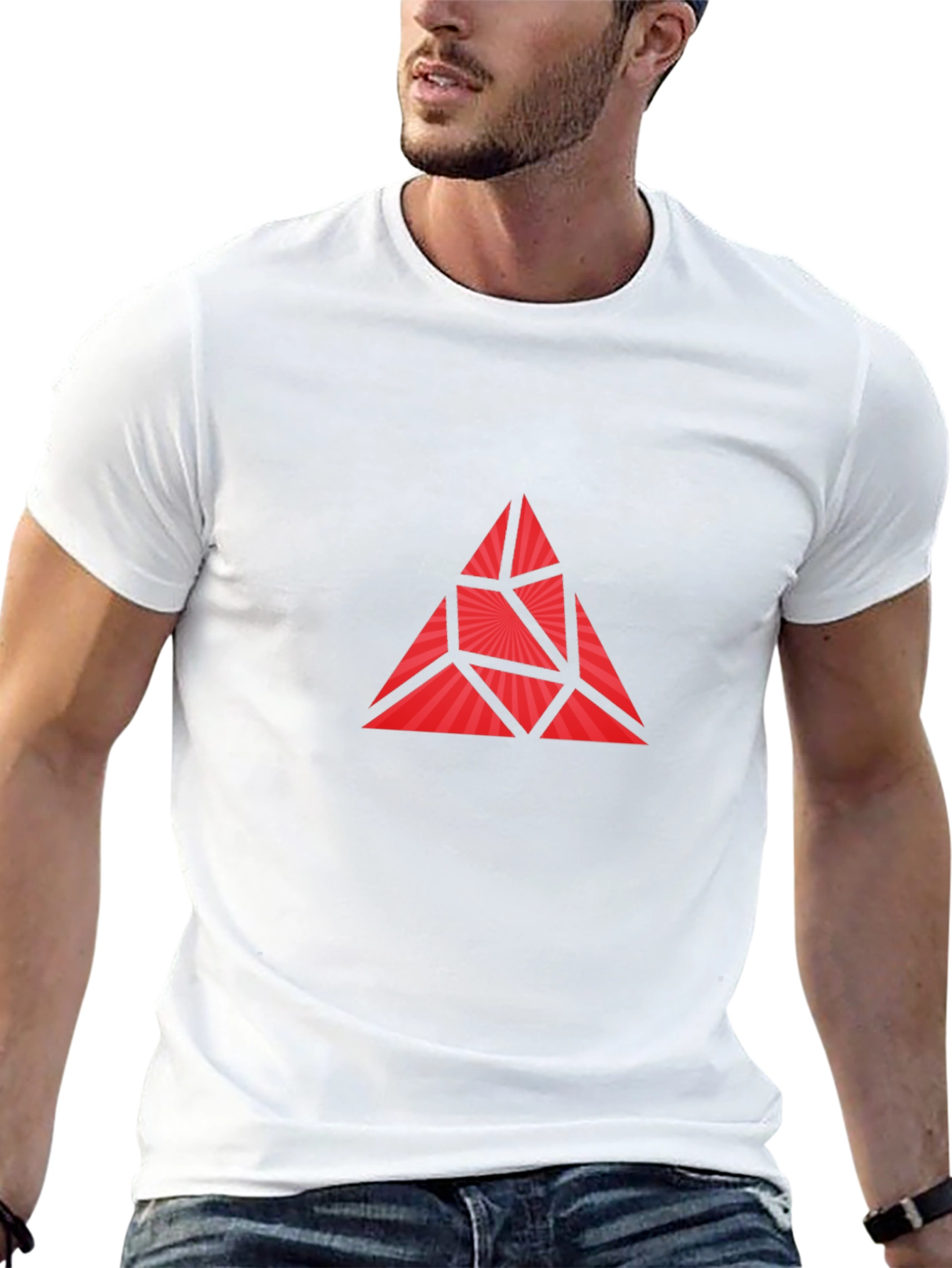 Geometric Triangle Graphic Print Mens T-Shirt