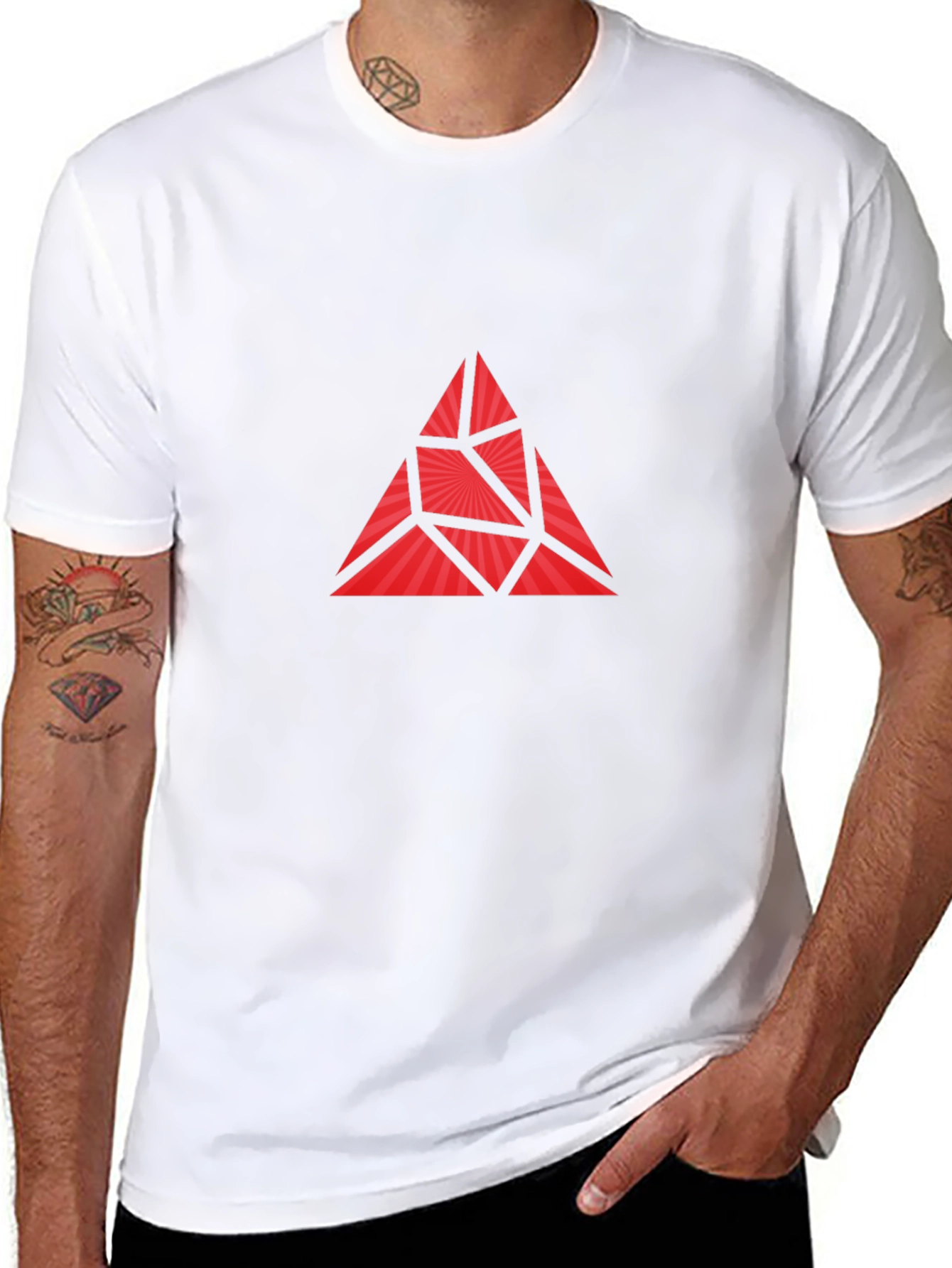 Geometric Triangle Graphic Print Mens T-Shirt