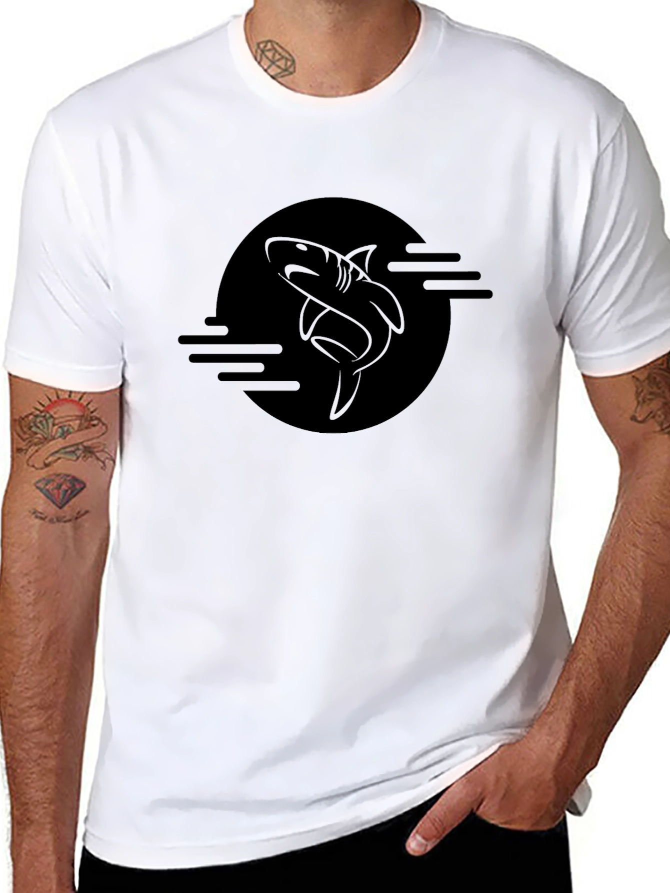 Shark Graphic Black T-Shirt - Mens Fashion