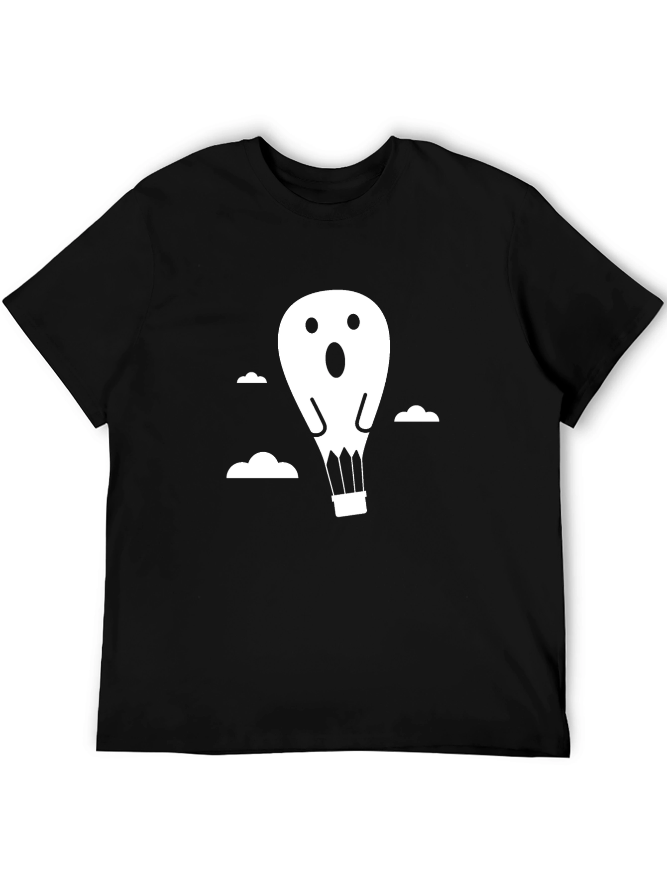 Ghost Balloon Graphic Tee - Black Cotton T-Shirt