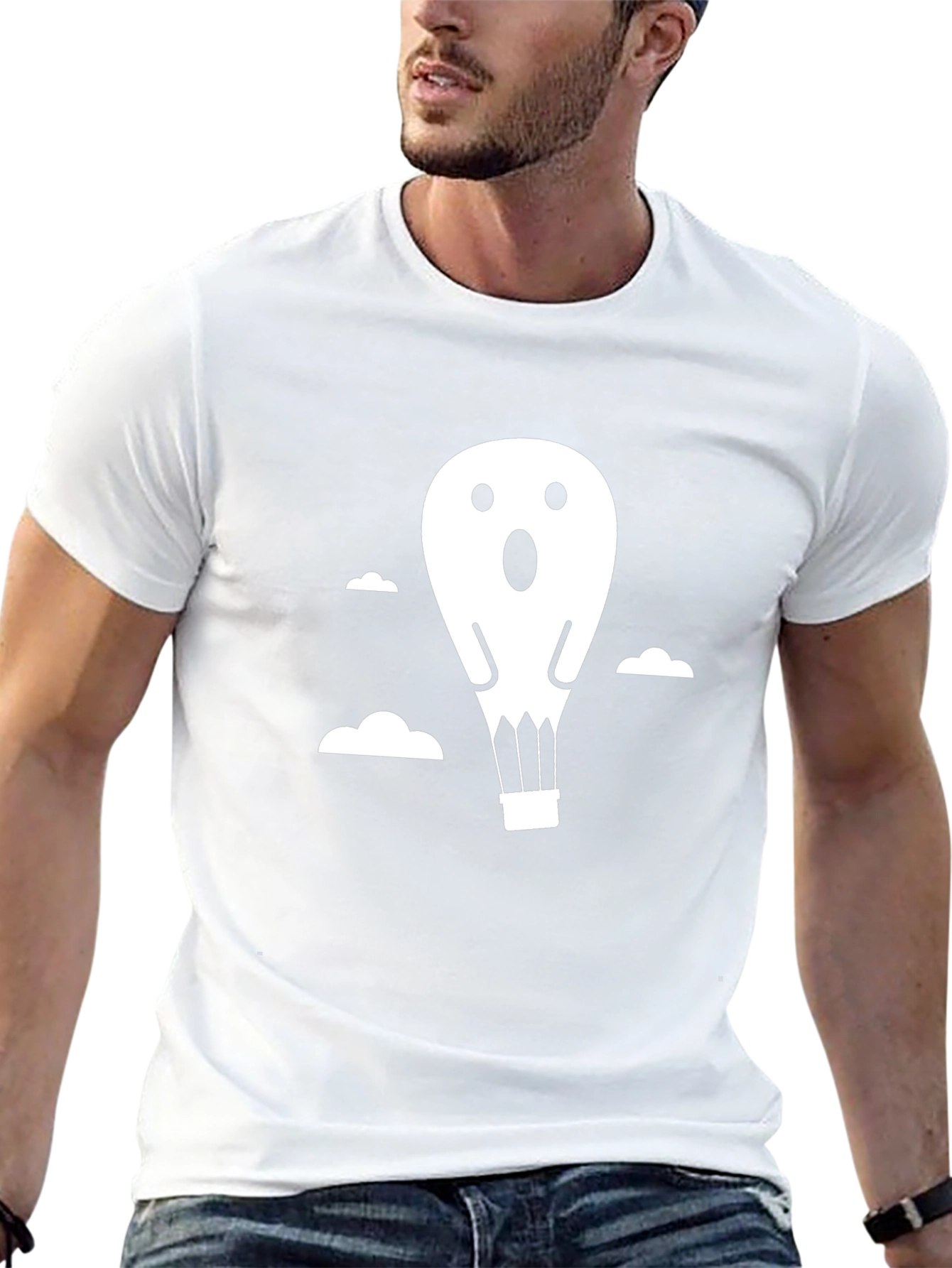 Ghost Balloon Graphic Tee - Black Cotton T-Shirt