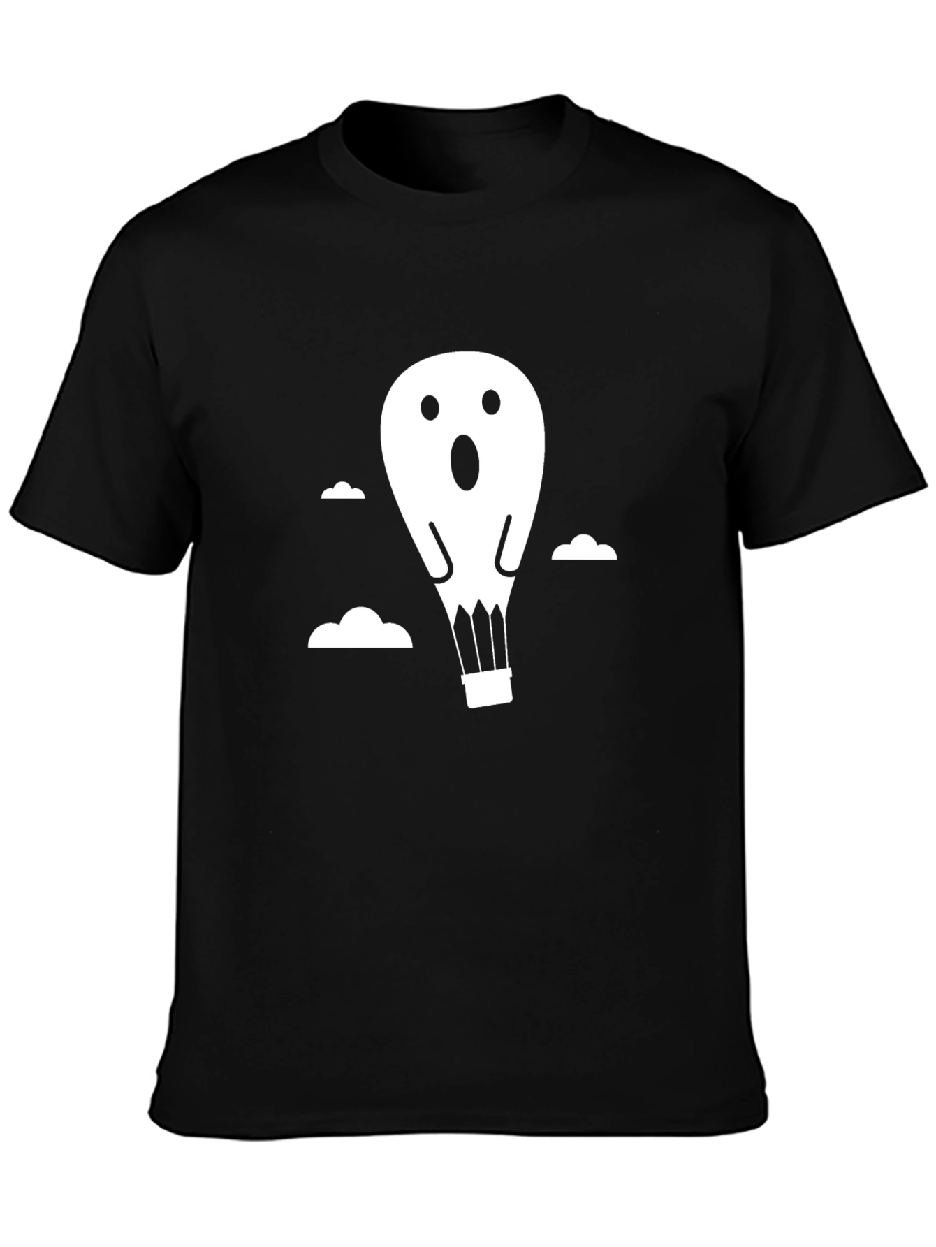 Ghost Balloon Graphic Tee - Black Cotton T-Shirt