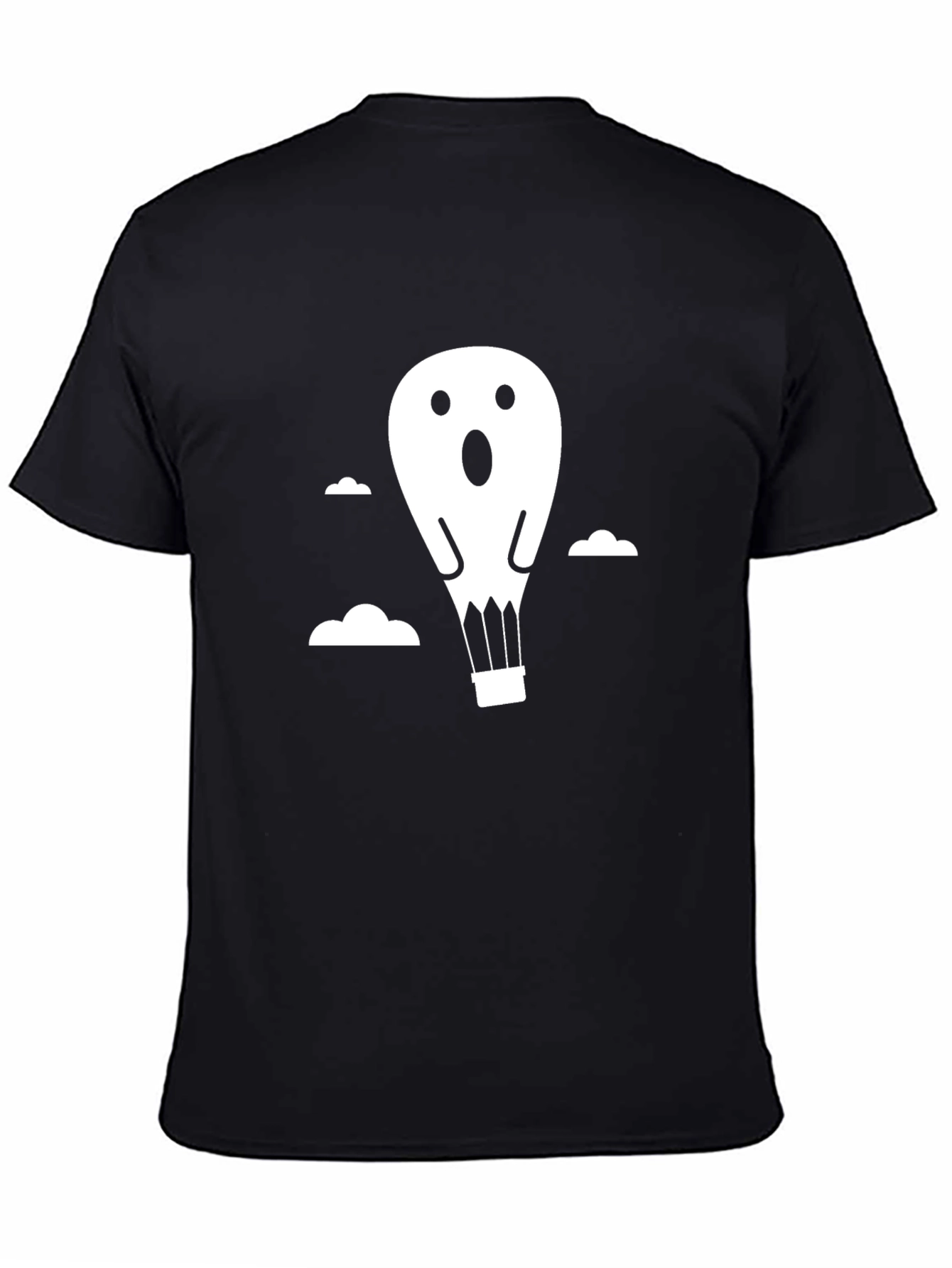 Ghost Balloon Graphic Tee - Black Cotton T-Shirt