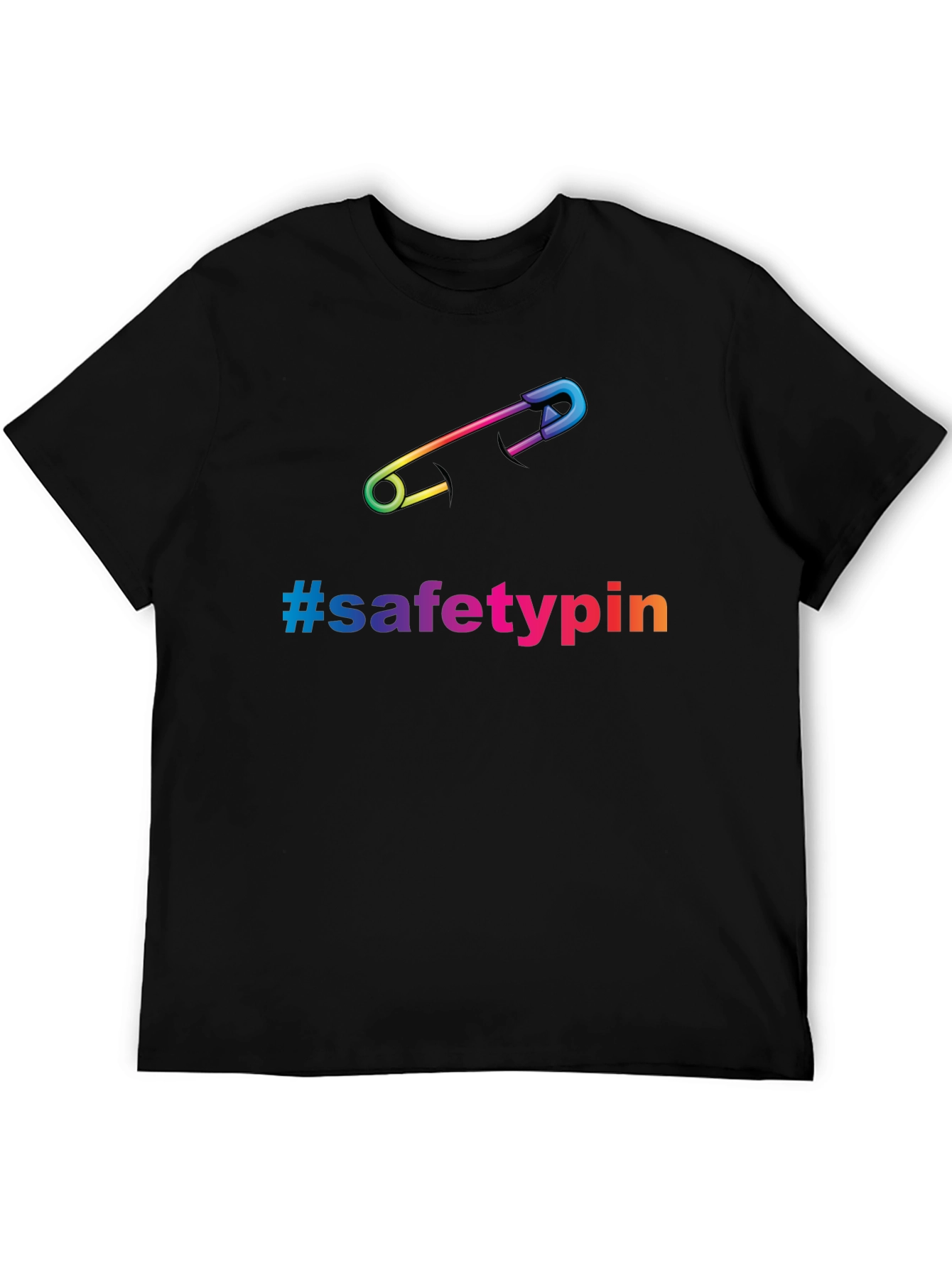 Safety Pin Pride T-Shirt - Rainbow Graphic Tee