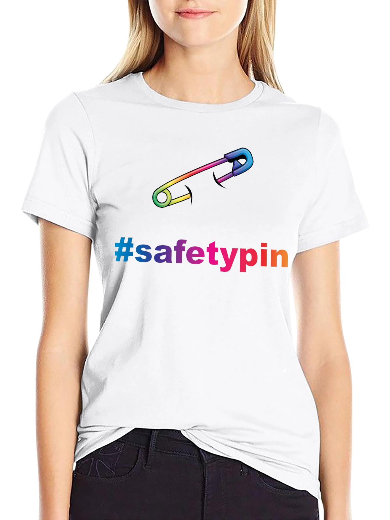 Safety Pin Pride T-Shirt - Rainbow Graphic Tee