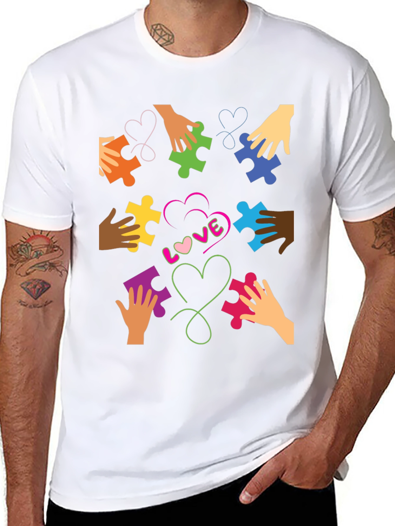 Autism Awareness Puzzle Piece Heart Love T-Shirt