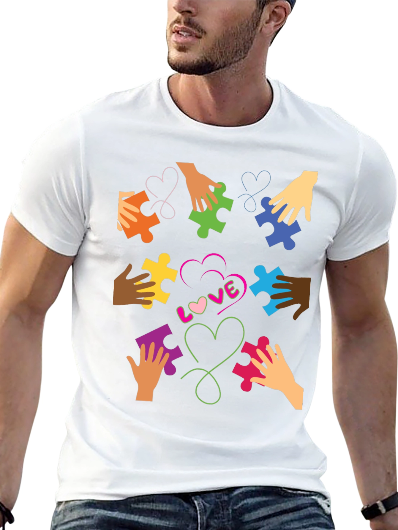 Autism Awareness Puzzle Piece Heart Love T-Shirt